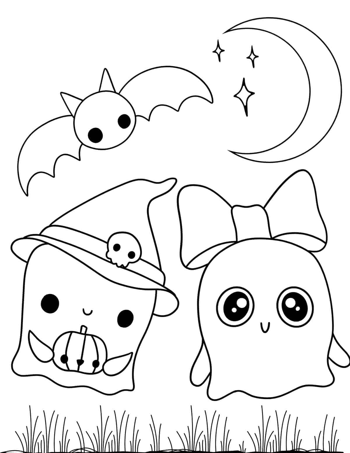 Picha ya Kupaka Rangi ya Mzimu Mtamu wa Halloween Picha ya Ukuta