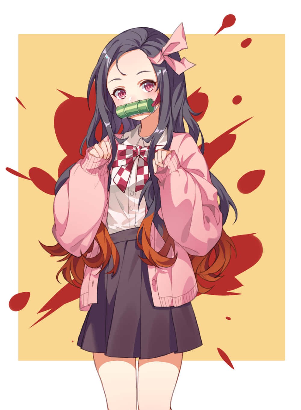 Picha ya Kupendeza ya Nezuko Kamado kutoka Demon Slayer Picha ya Ukuta