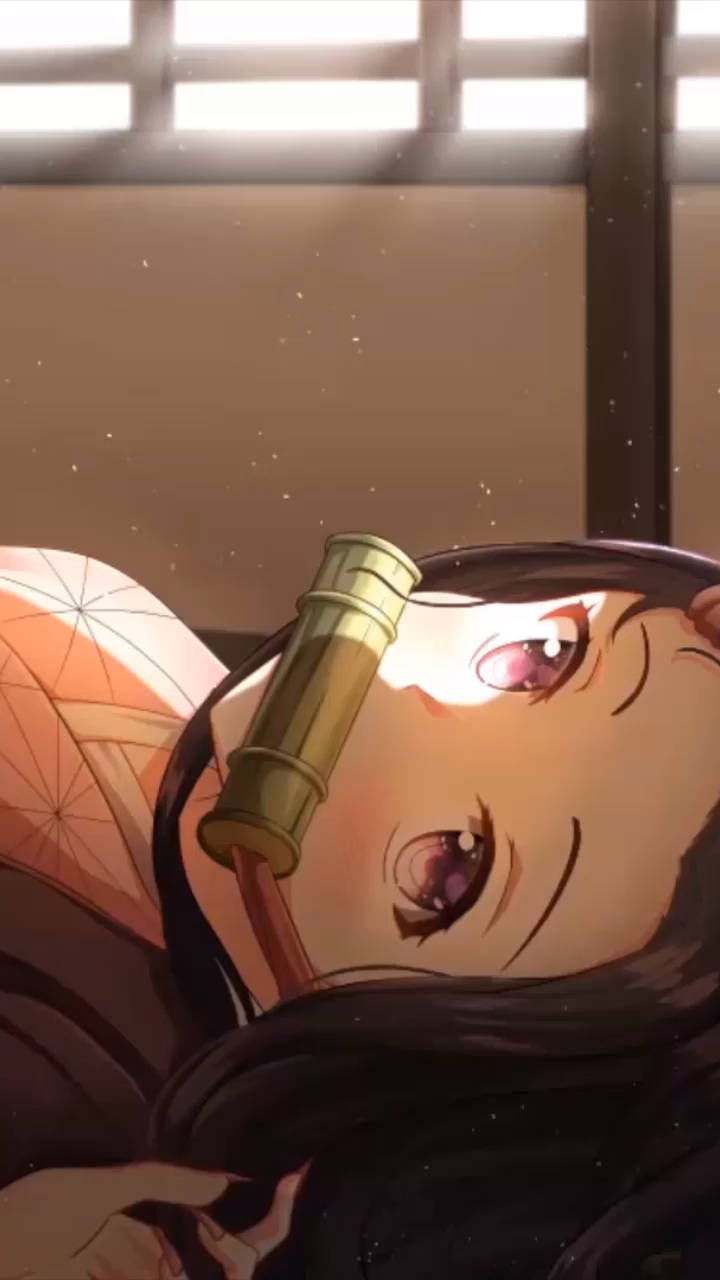 Picha ya Kupendeza ya Anime Nezuko Kamado Picha ya Ukuta
