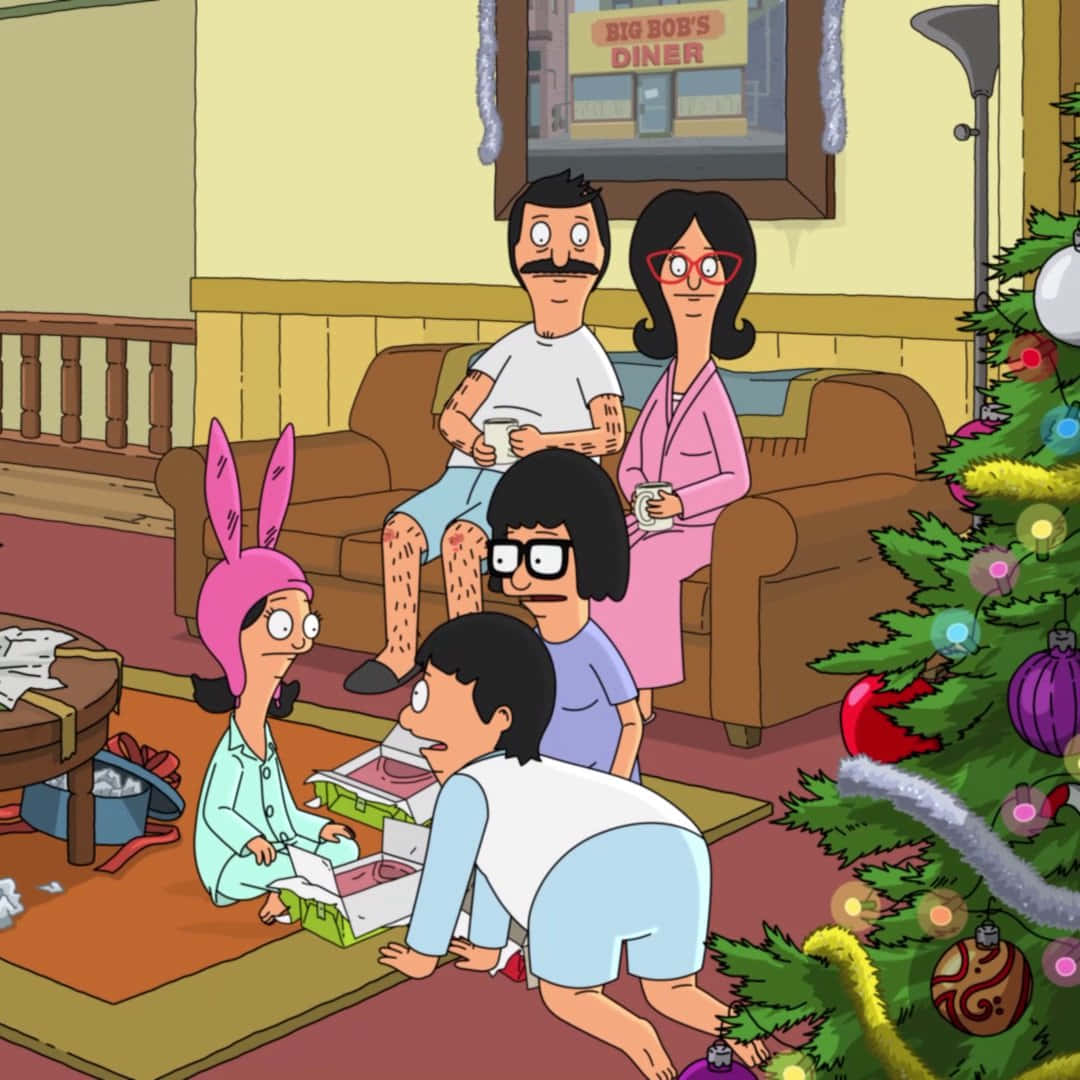 Picha ya kupendeza ya katuni maarufu, Bob's Burgers. Picha ya Ukuta