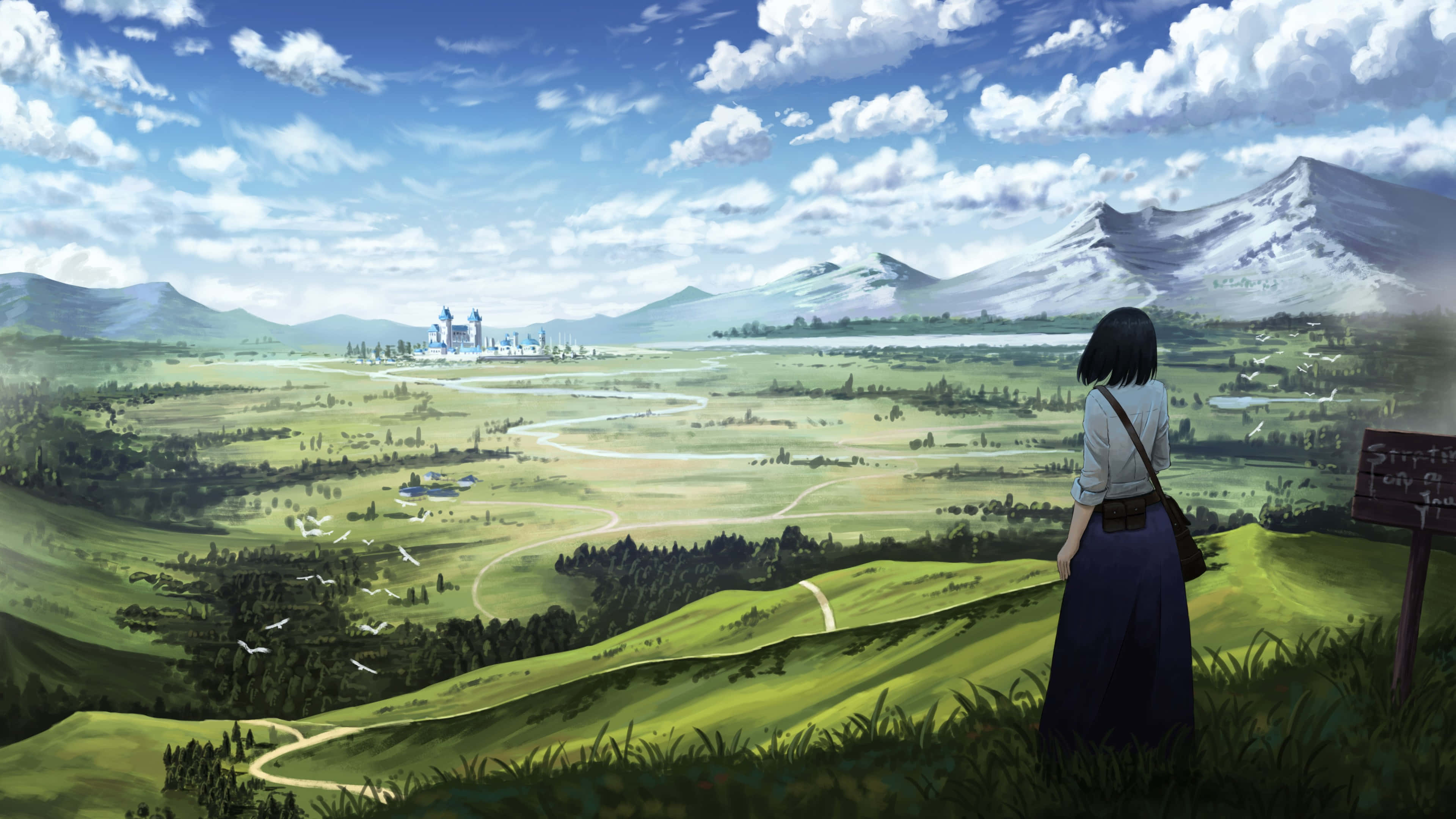 Picha ya kuvutia ya Anime 4K ya mji wa siku zijazo Picha ya Ukuta