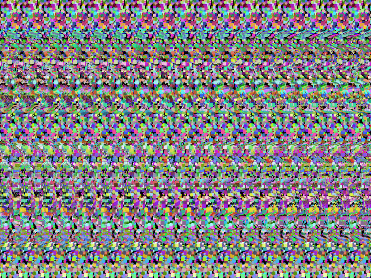 Picha ya Kuvutia ya Glitch ya Kufikirika ya Jicho la Uchawi la 3D Stereogram yenye skrini ya rangi ya upinde wa mvua Picha ya Ukuta
