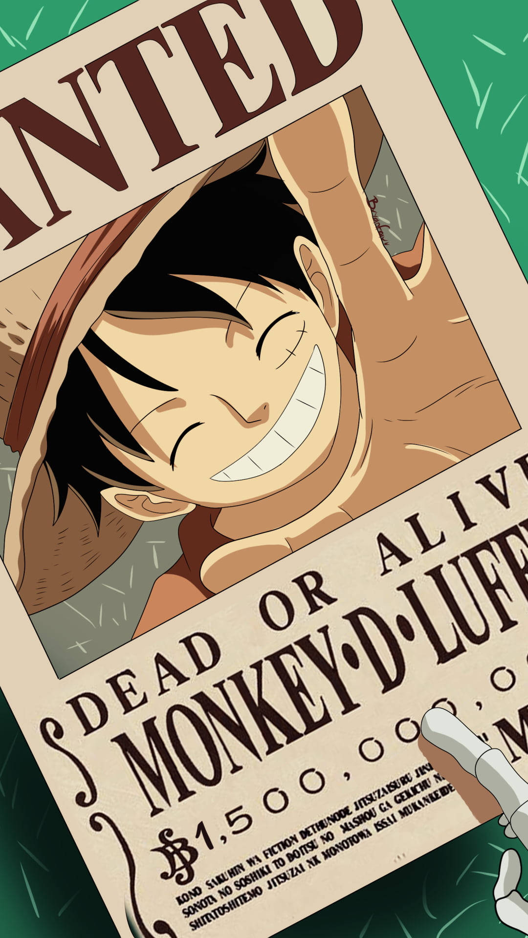 Picha ya Luffy Smile Wanted Picha ya Ukuta