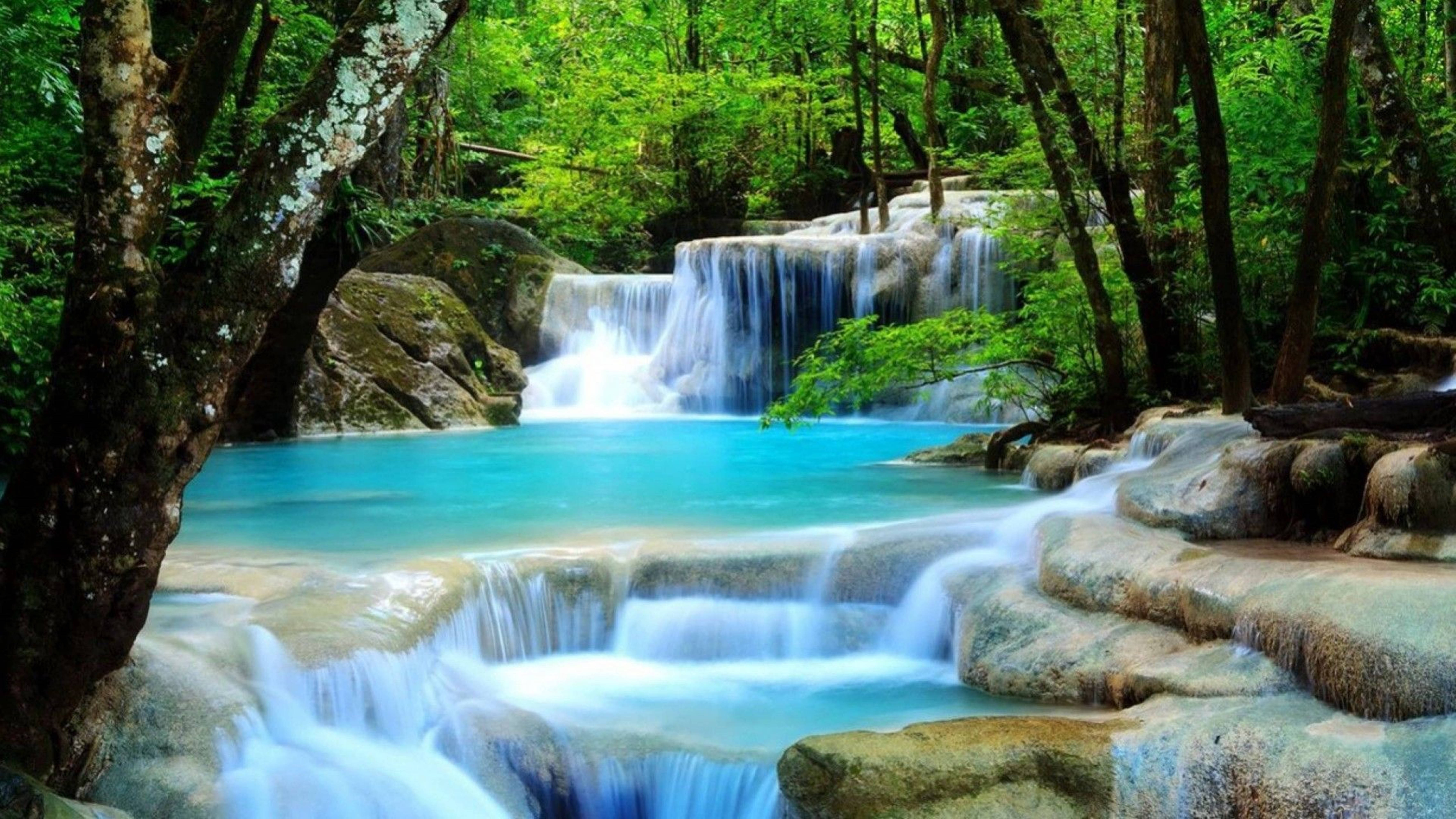 Picha ya Mandhari ya Maporomoko ya Maji ya Erawan National Park HD Picha ya Ukuta