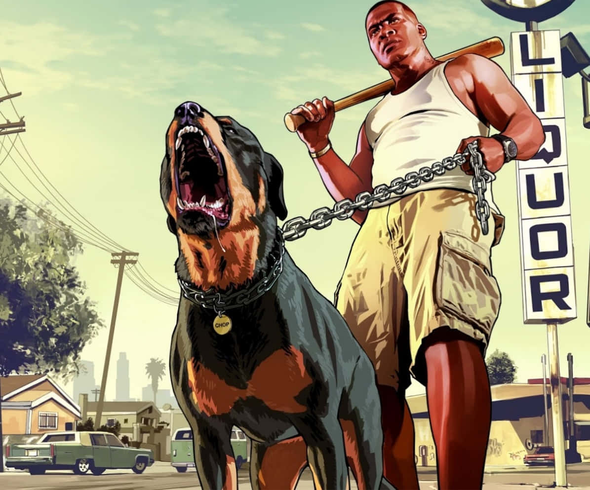 Picha ya Mbwa wa Kutisha na Mzuri kutoka GTA Picha ya Ukuta