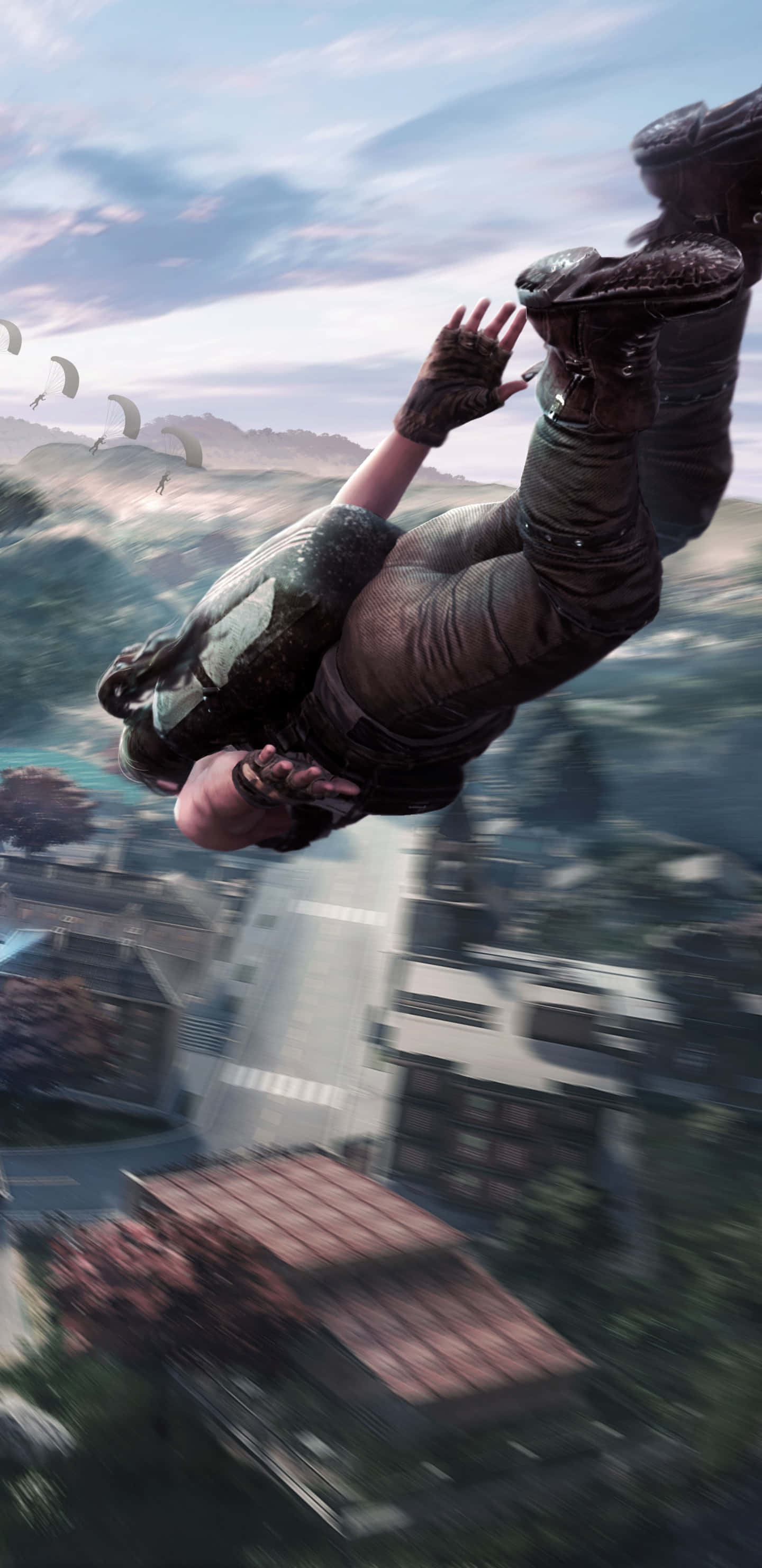 Picha ya Mchezaji wa Sky Diving Pixel 3 Playerunknown's Battlegrounds Picha ya Ukuta