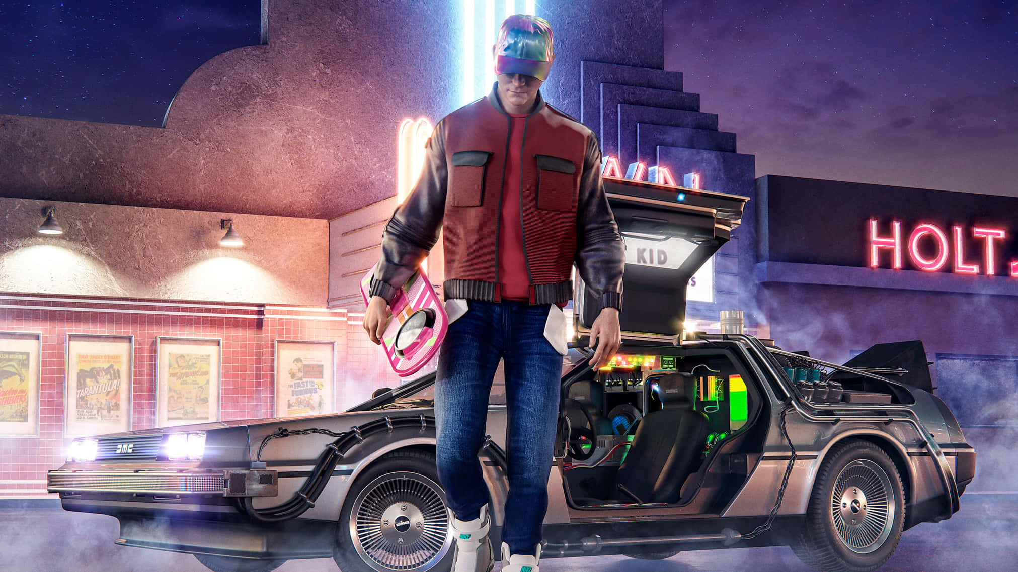 Picha ya mchezo wa gari la back to the future Picha ya Ukuta