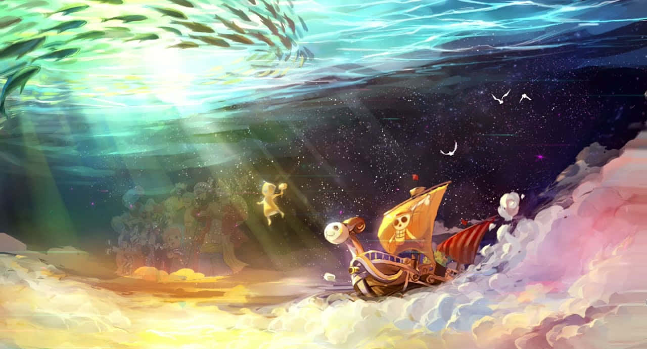 Picha ya Meli ya Maharamia ya One Piece Chini ya Bahari Picha ya Ukuta