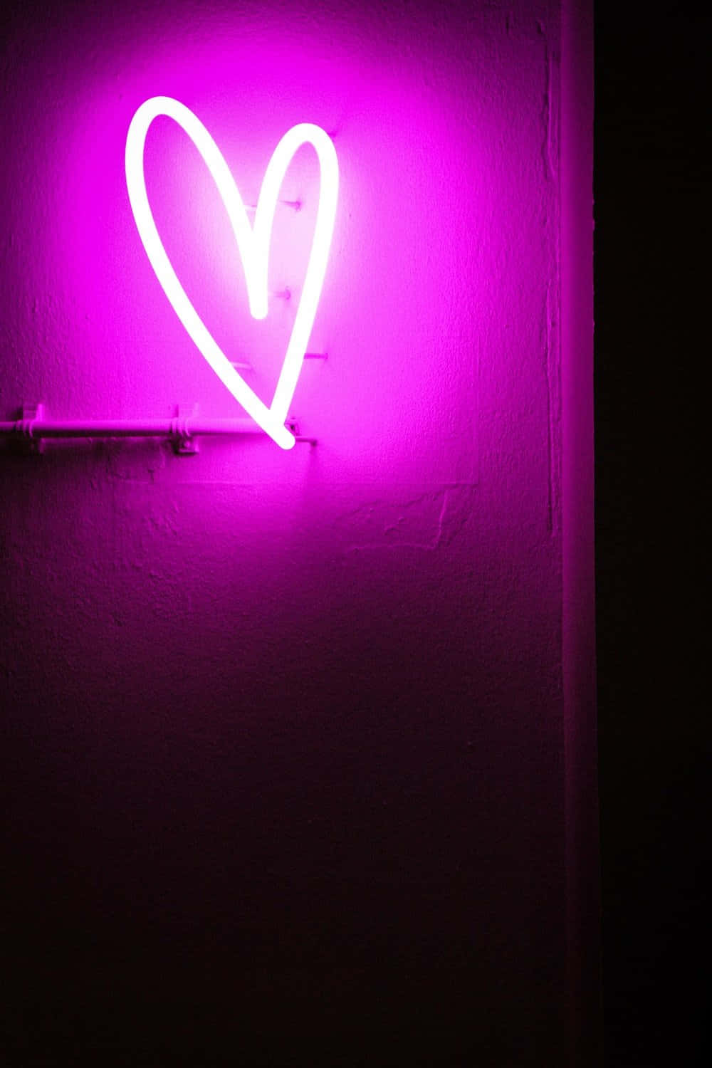 Picha ya Moyo wa Neon wa LED wa Zambarau Picha ya Ukuta