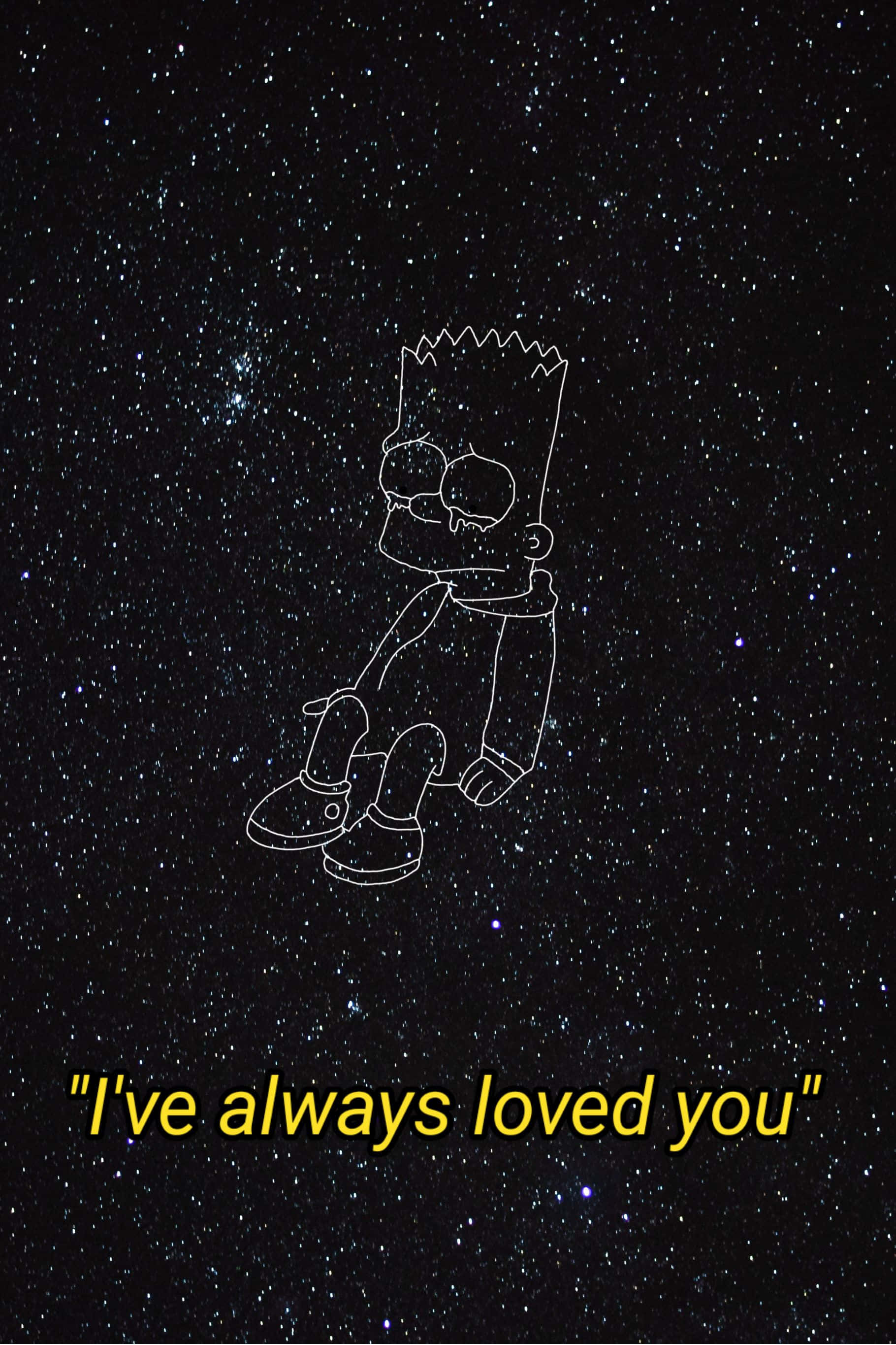 Picha ya Mwenyewe wa Bart Simpson na Mwezi Picha ya Ukuta