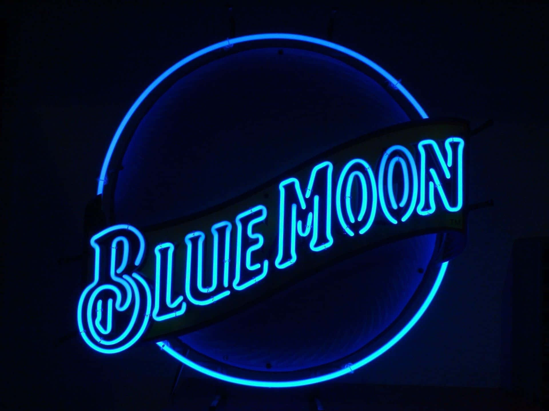 Picha ya Neon LED Blue Moon Picha ya Ukuta