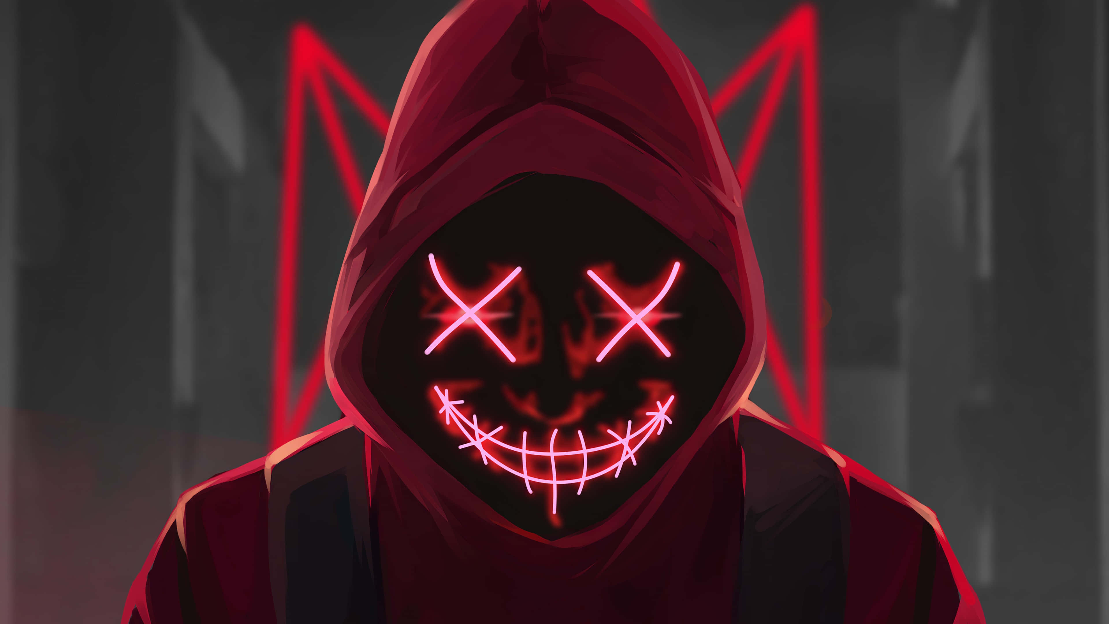Picha ya Neon Nyekundu ya Uso Picha ya Ukuta