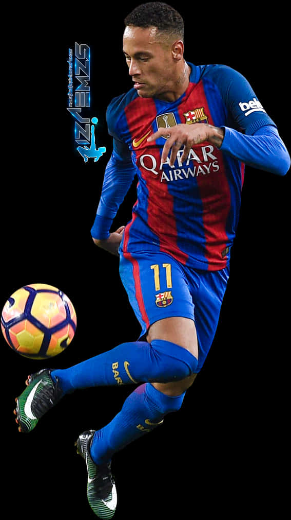 Picha ya Neymar Akiwa Barcelona Akichezea Mpira Picha ya Ukuta