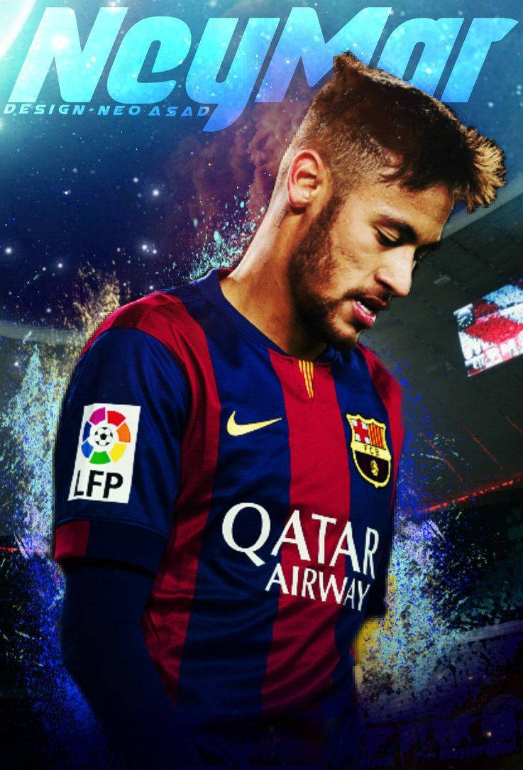 Picha ya Neymar Jr. Akiwa na Muundo Wake wa Rangi Picha ya Ukuta