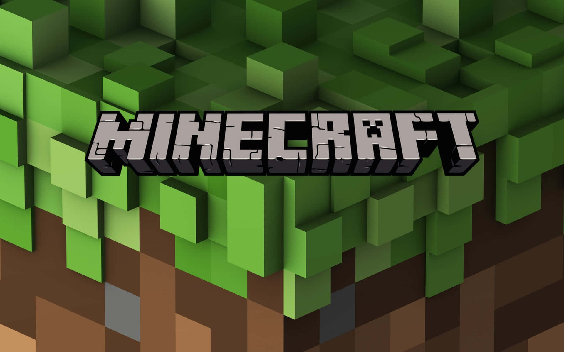 Picha ya Nyasi za Pixel na Nembo ya Minecraft Picha ya Ukuta