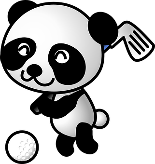 Picha ya Panda wa Katuni Akicheza Goli Picha ya Ukuta