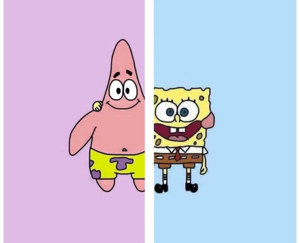 Picha ya Patrick na SpongeBob kwa Ajili ya Marafiki wa Dhati Picha ya Ukuta