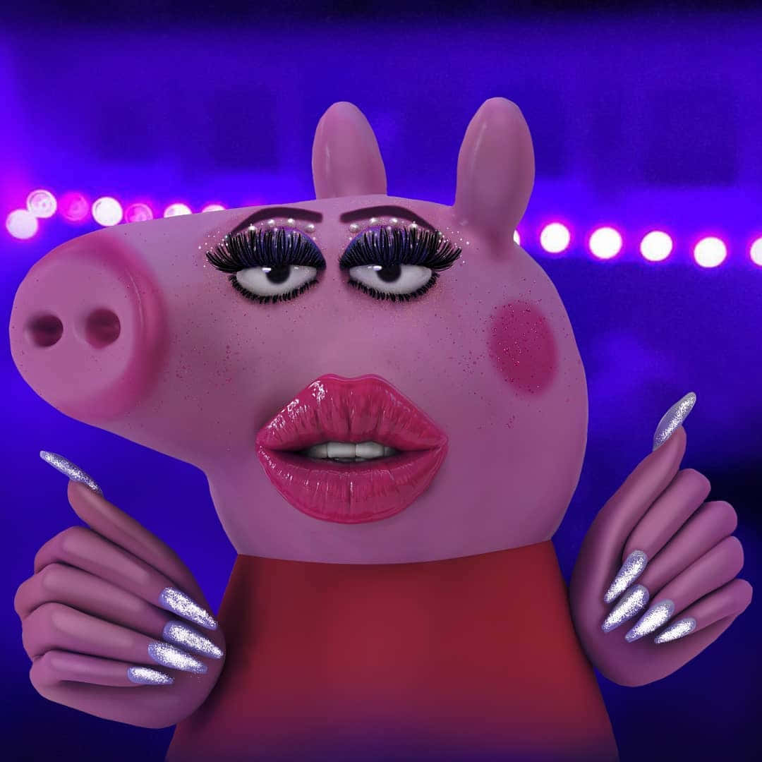 Picha ya Peppa Pig ya 3D ya Kuchekesha Picha ya Ukuta