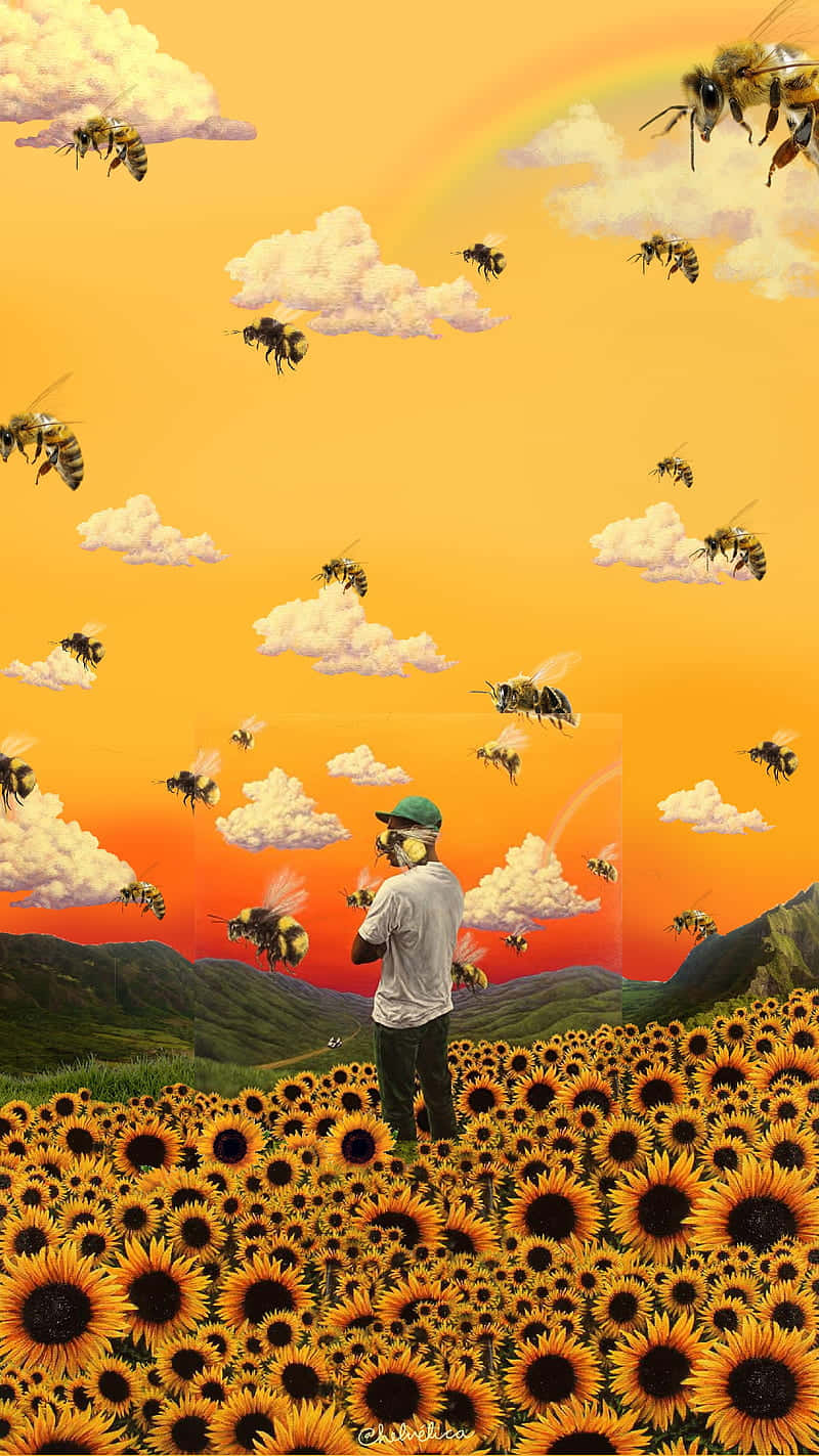 Picha ya Profaili ya Tyler The Creator kwenye Shamba la Alizeti Picha ya Ukuta