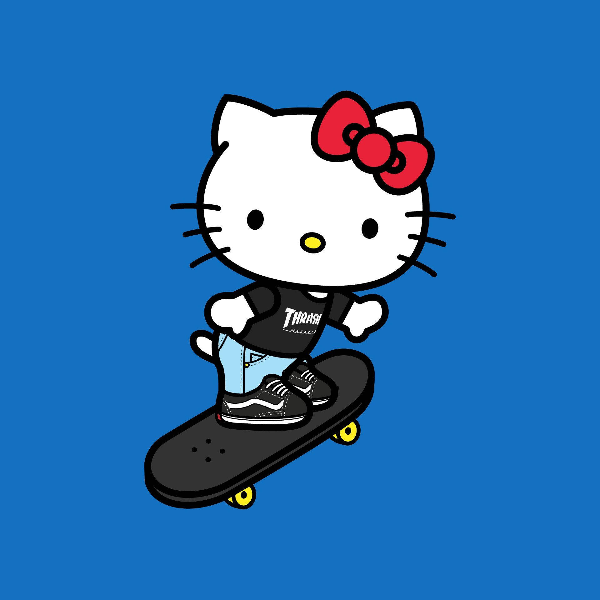 Picha ya Profaili ya Hello Kitty Anayeteleza Picha ya Ukuta