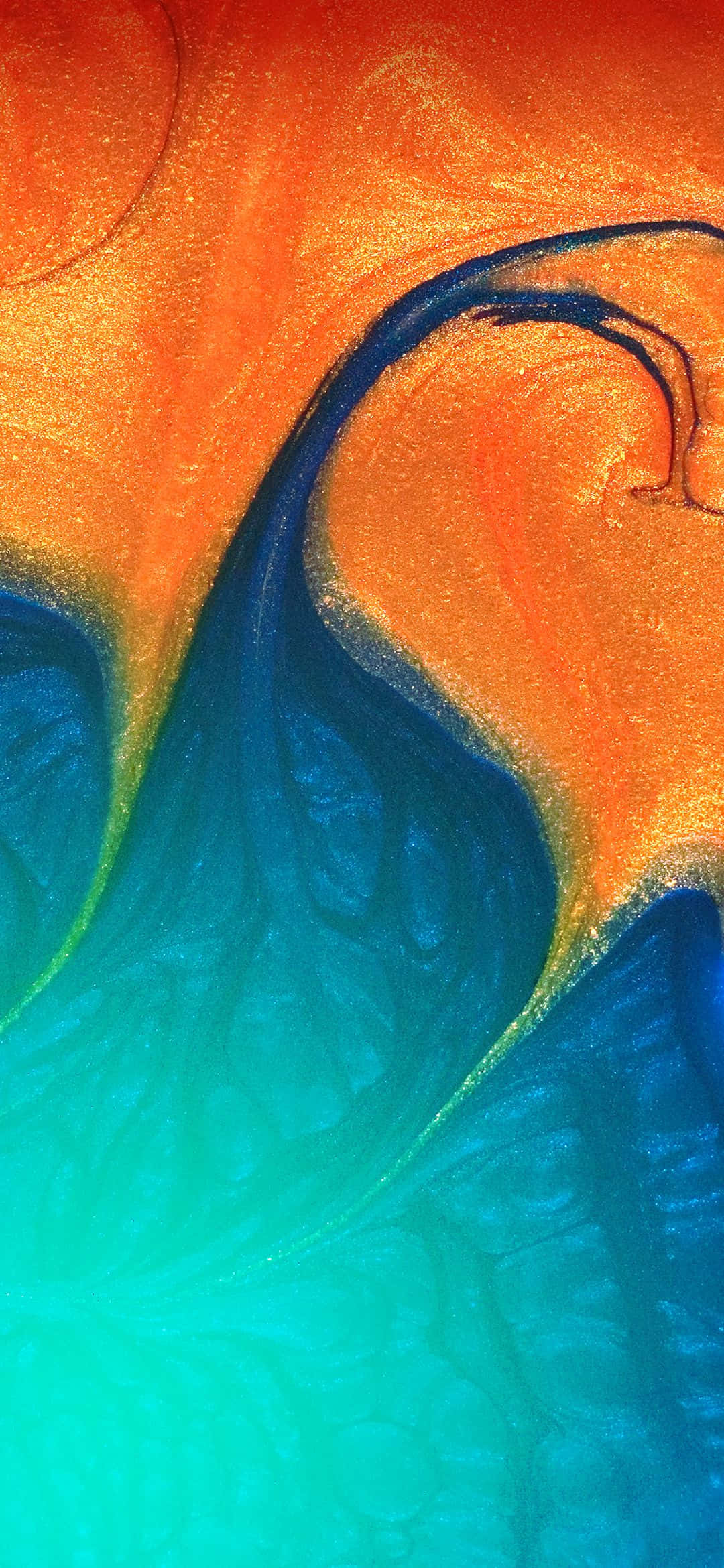 a colorful abstract painting on a blue and orange background Picha ya Ukuta