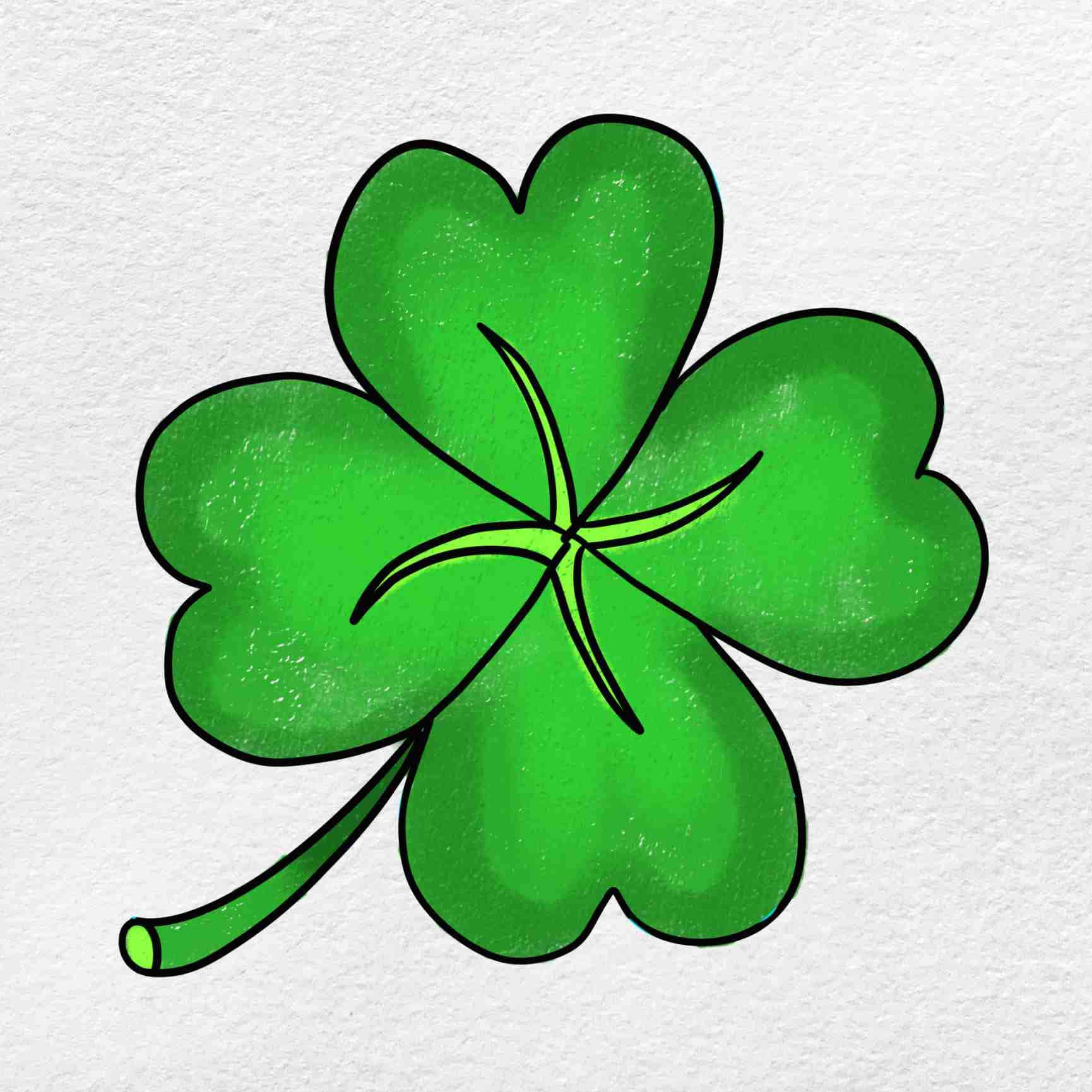 Picha ya Sanaa ya Kuchora ya Pencil ya Four Leaf Clover Picha ya Ukuta