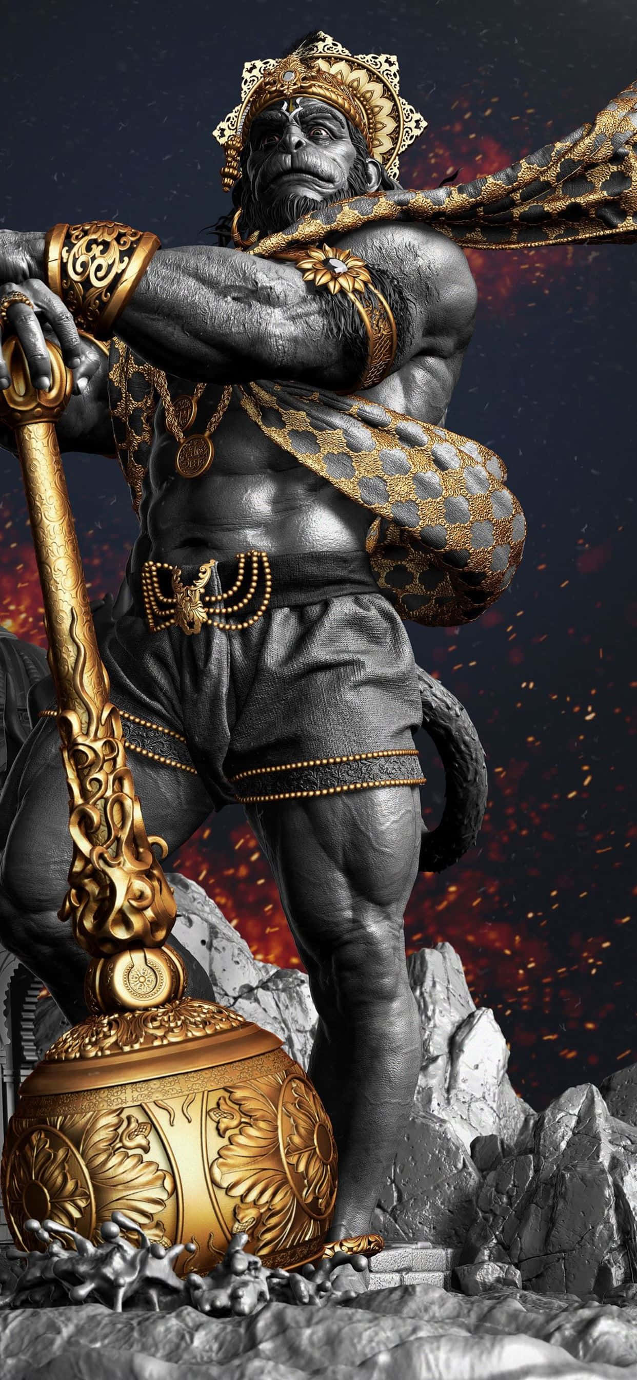 Picha ya Sanamu ya Lord Hanuman ya Kisasa Picha ya Ukuta