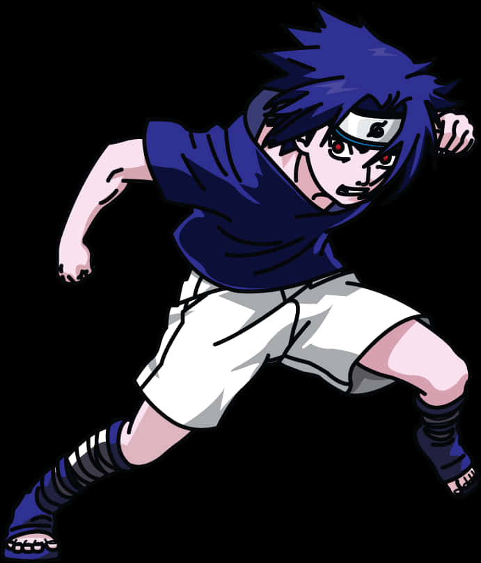 Picha ya Sasuke Ninja Animated Akiwa Katika Mkao wa Kivita Picha ya Ukuta