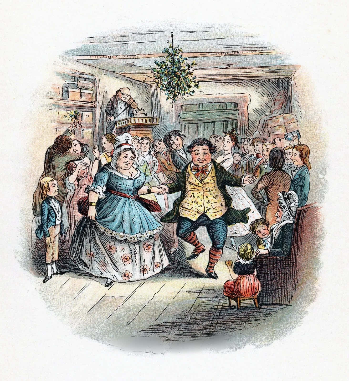 Picha ya sherehe ya Ebenezer Scrooge kutoka A Christmas Carol Picha ya Ukuta