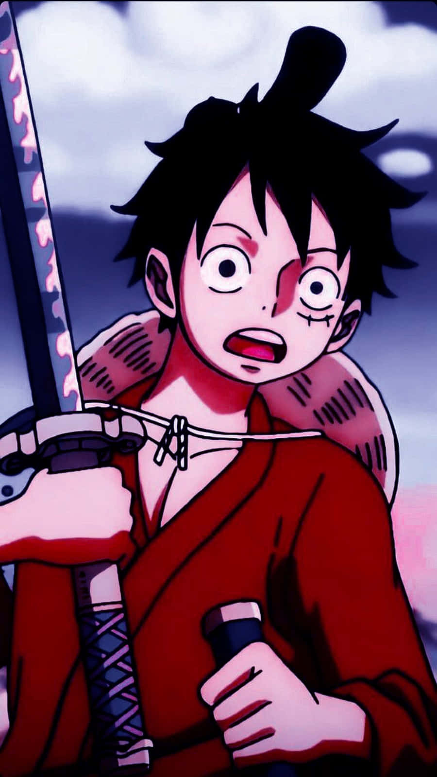 Picha ya Simu ya Luffy na Upanga wa One Piece Picha ya Ukuta