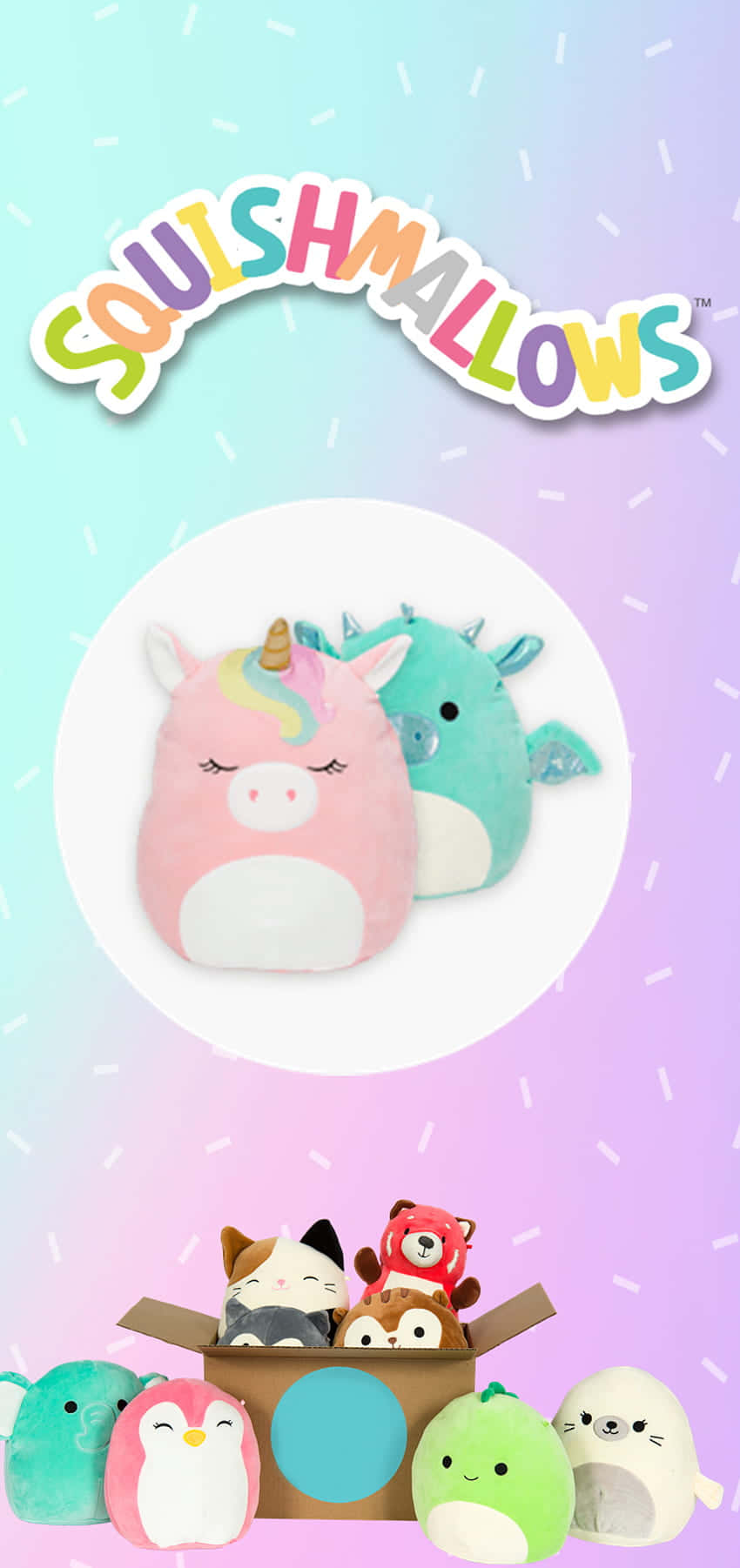 Picha ya Skrini ya Samawati na Rangi ya Zambarau ya Squishmallow Picha ya Ukuta