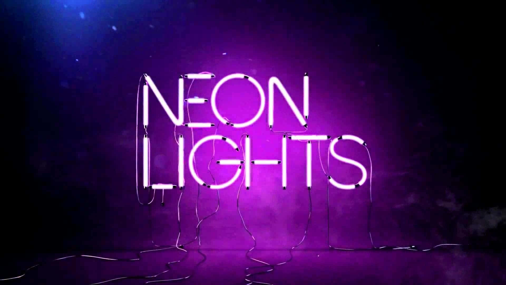 Picha ya Taa za Neon za Usiku za Zambarau Giza Picha ya Ukuta