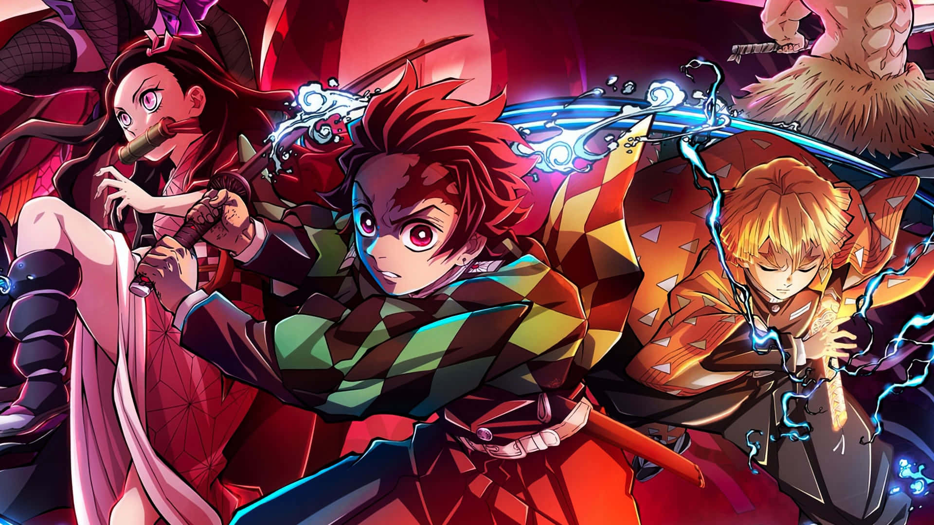 Picha ya Tanjiro Zenitsu Nezuko Kimetsu No Yaiba Picha ya Ukuta