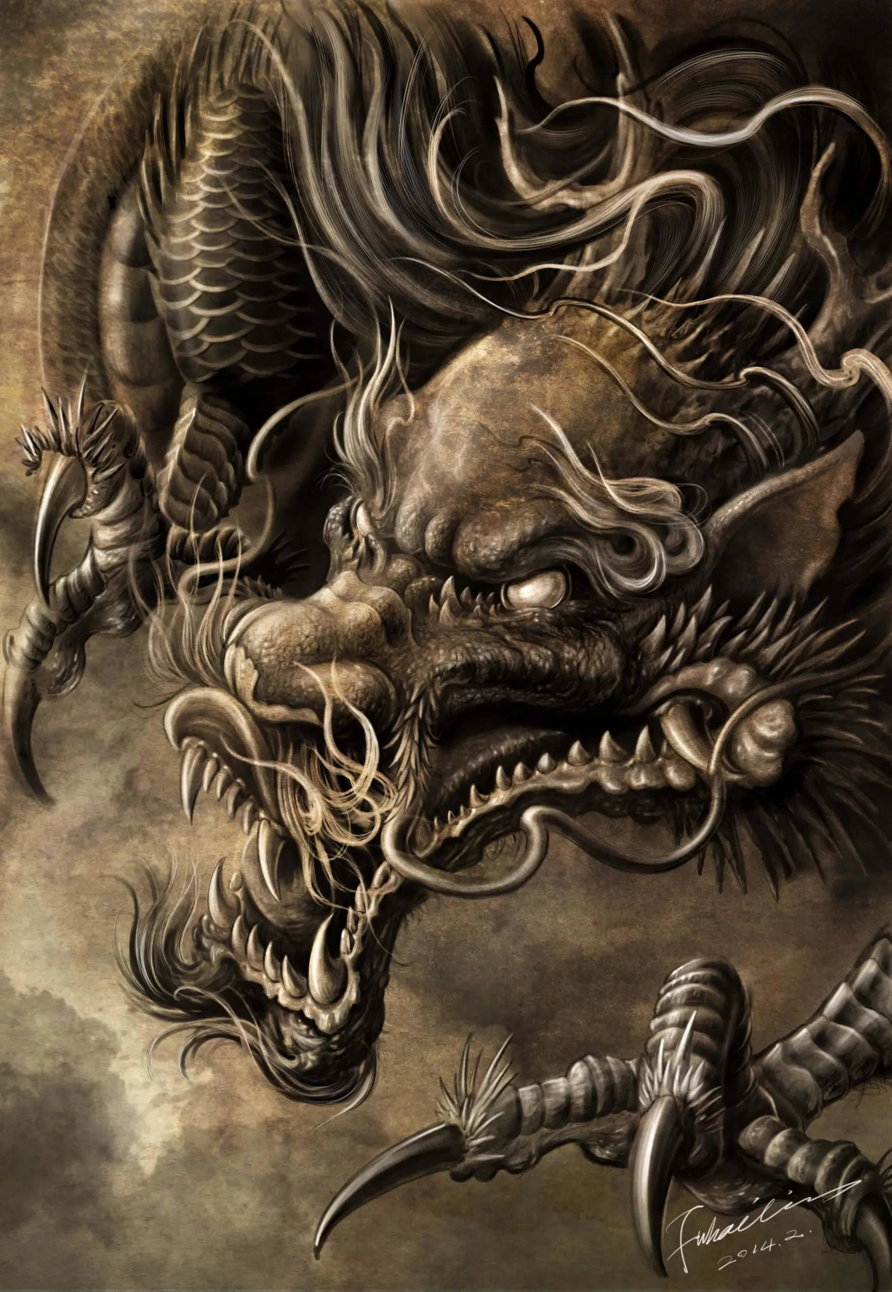 Picha ya Tattoo ya Dragon ya Japani Picha ya Ukuta