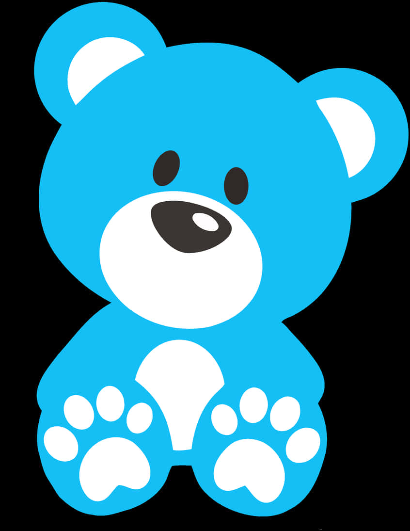 Picha ya Teddy Bear ya Katuni ya Bluu Picha ya Ukuta