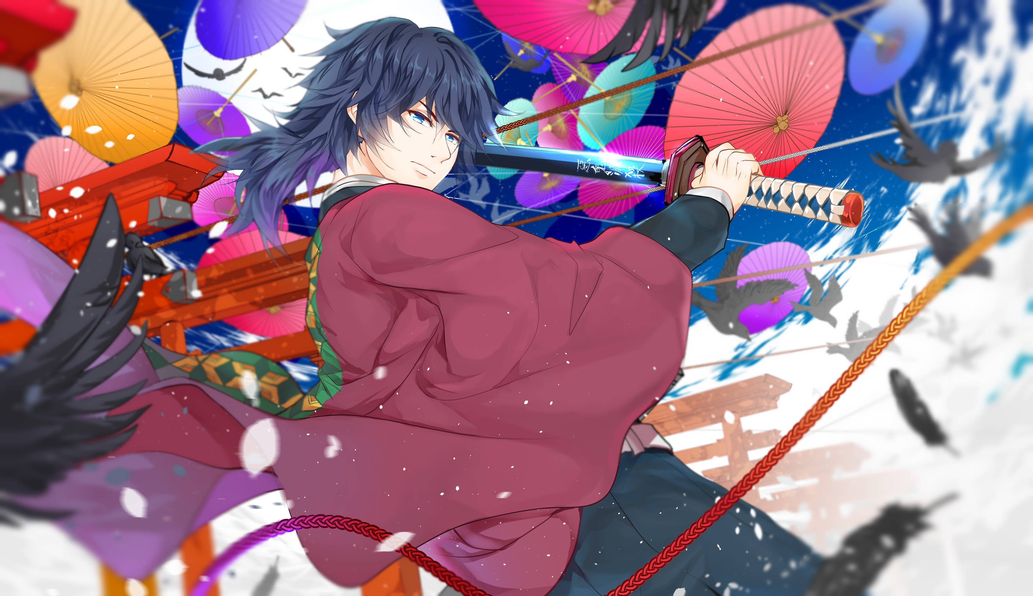 Picha ya Tomioka Gyu 4K ya Demon Slayer Picha ya Ukuta