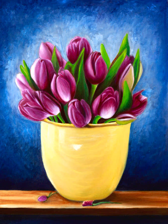 Picha ya Uchoraji wa Tua ya Tulip kwenye Vazi Picha ya Ukuta