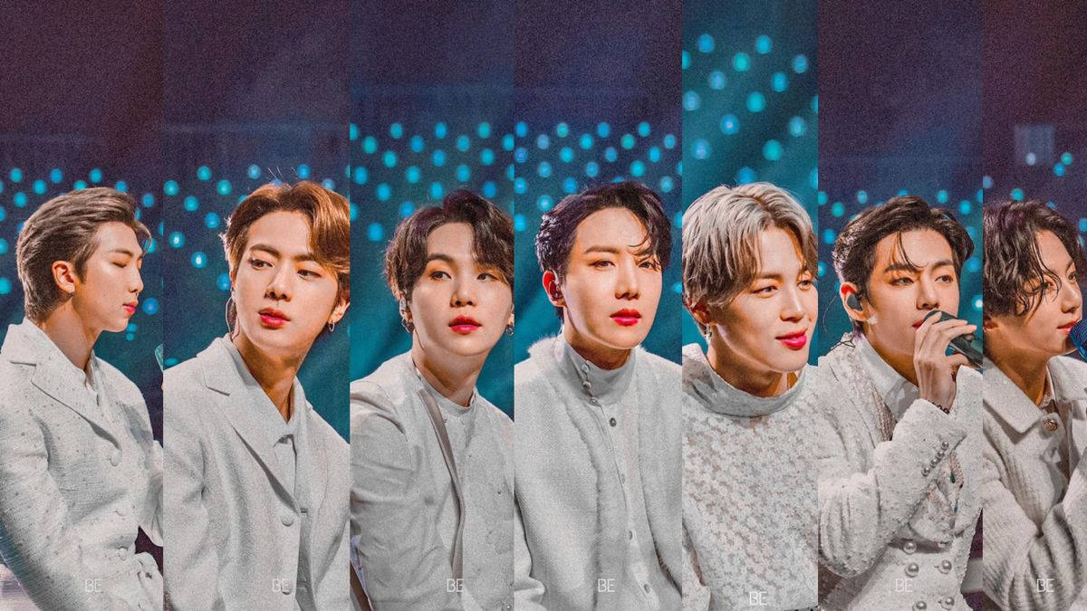 Picha ya Ukuta ya BTS yenye Skrini Iliyogawanyika Picha ya Ukuta