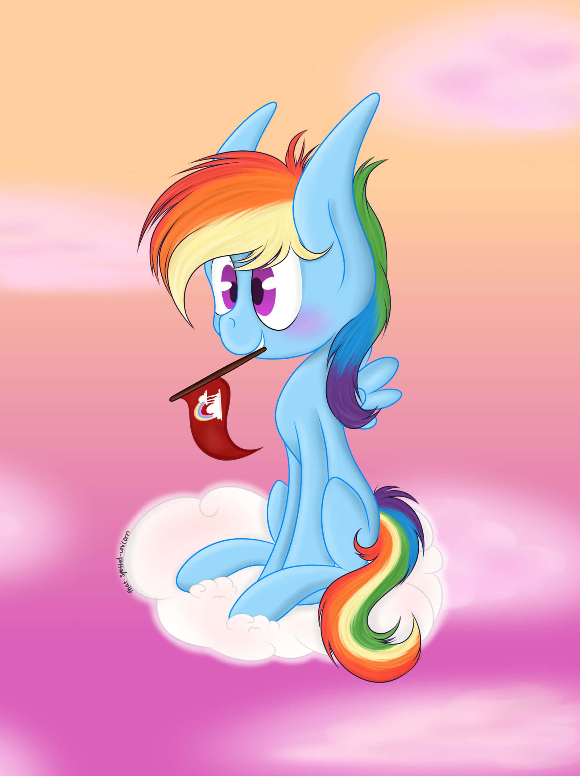 Picha ya Unicorn Mrembo Rainbow Dash My Little Pony Picha ya Ukuta