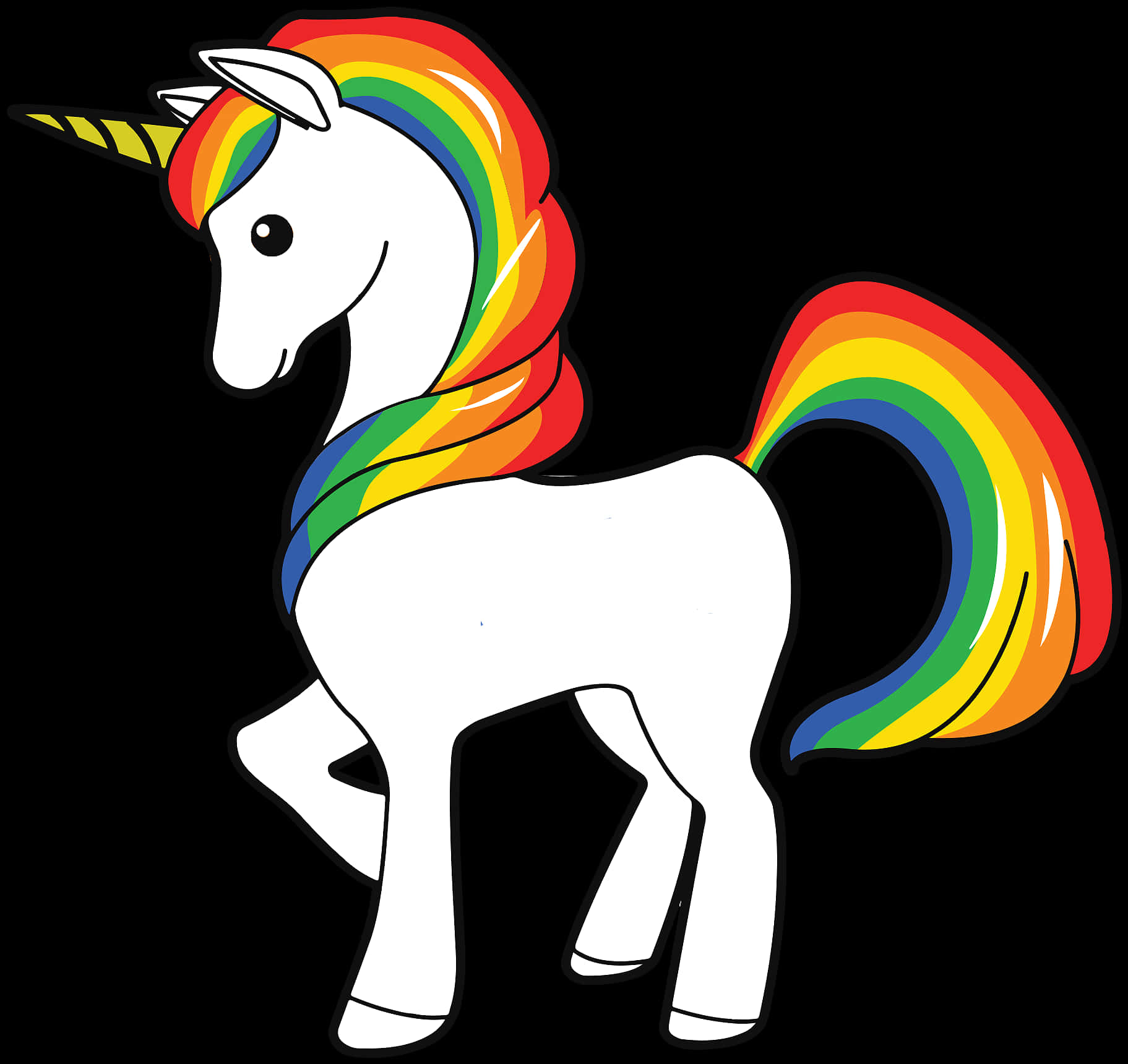 Picha ya Unicorn Mwenye Rangi ya Upinde wa Mvua Picha ya Ukuta