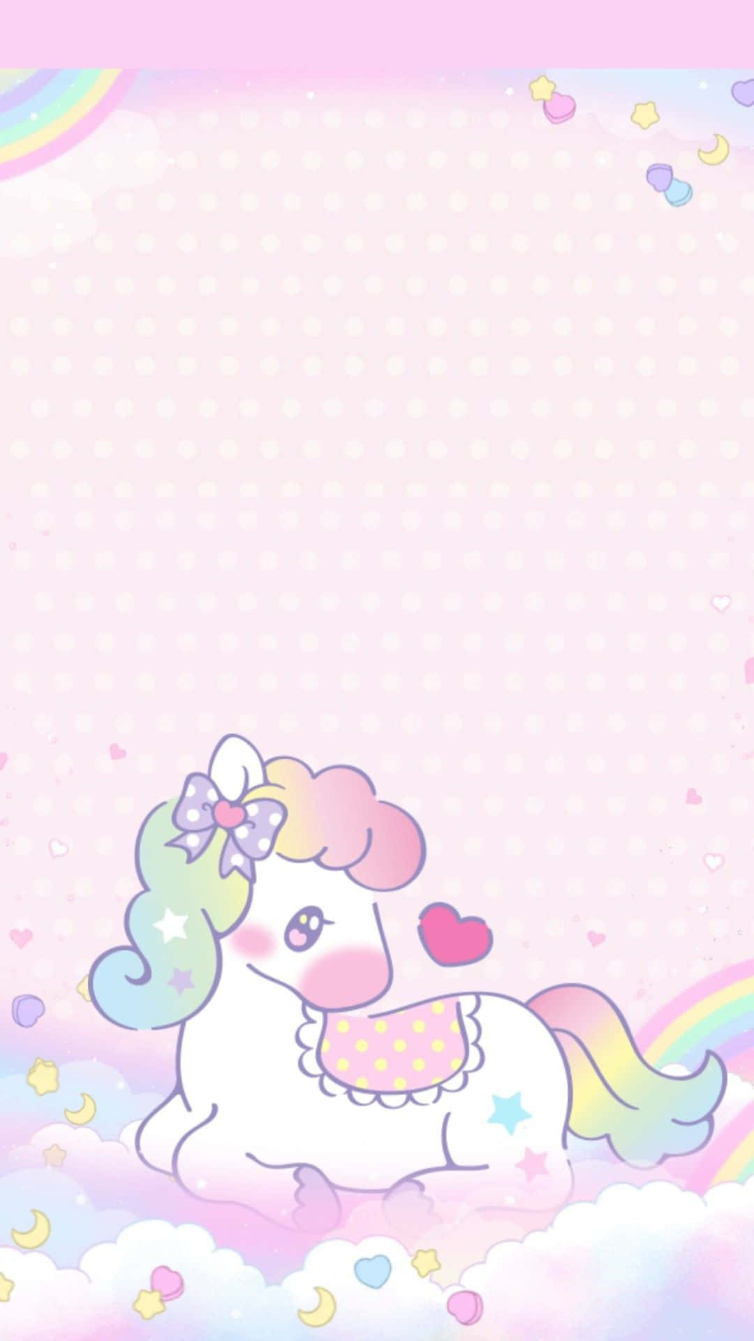 Picha ya Unicorn Mzuri na Pony wa Kupenda Picha ya Ukuta