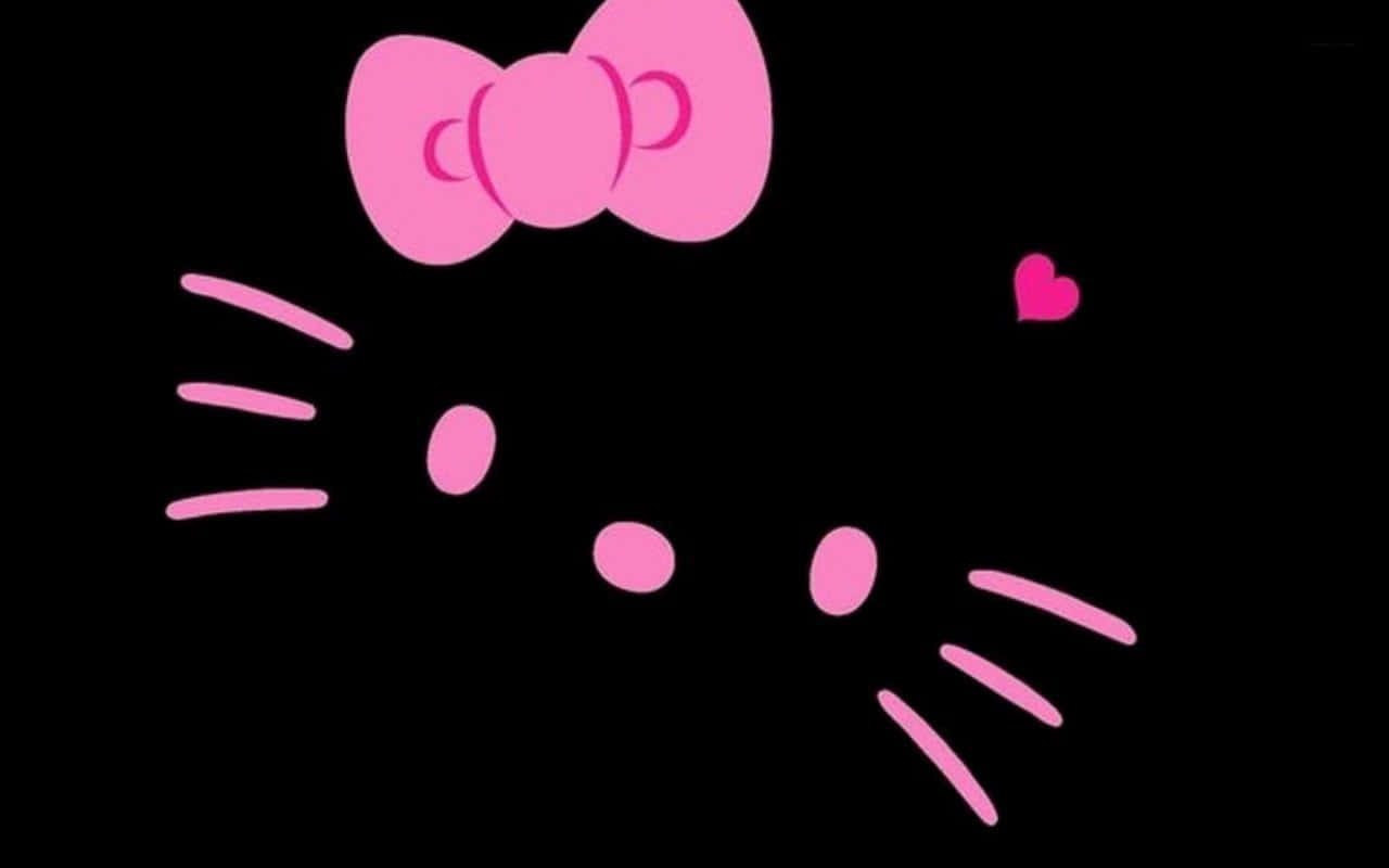 Picha ya uso wa Hello Kitty yenye mandharinyuma nyeusi na nyekundu Picha ya Ukuta