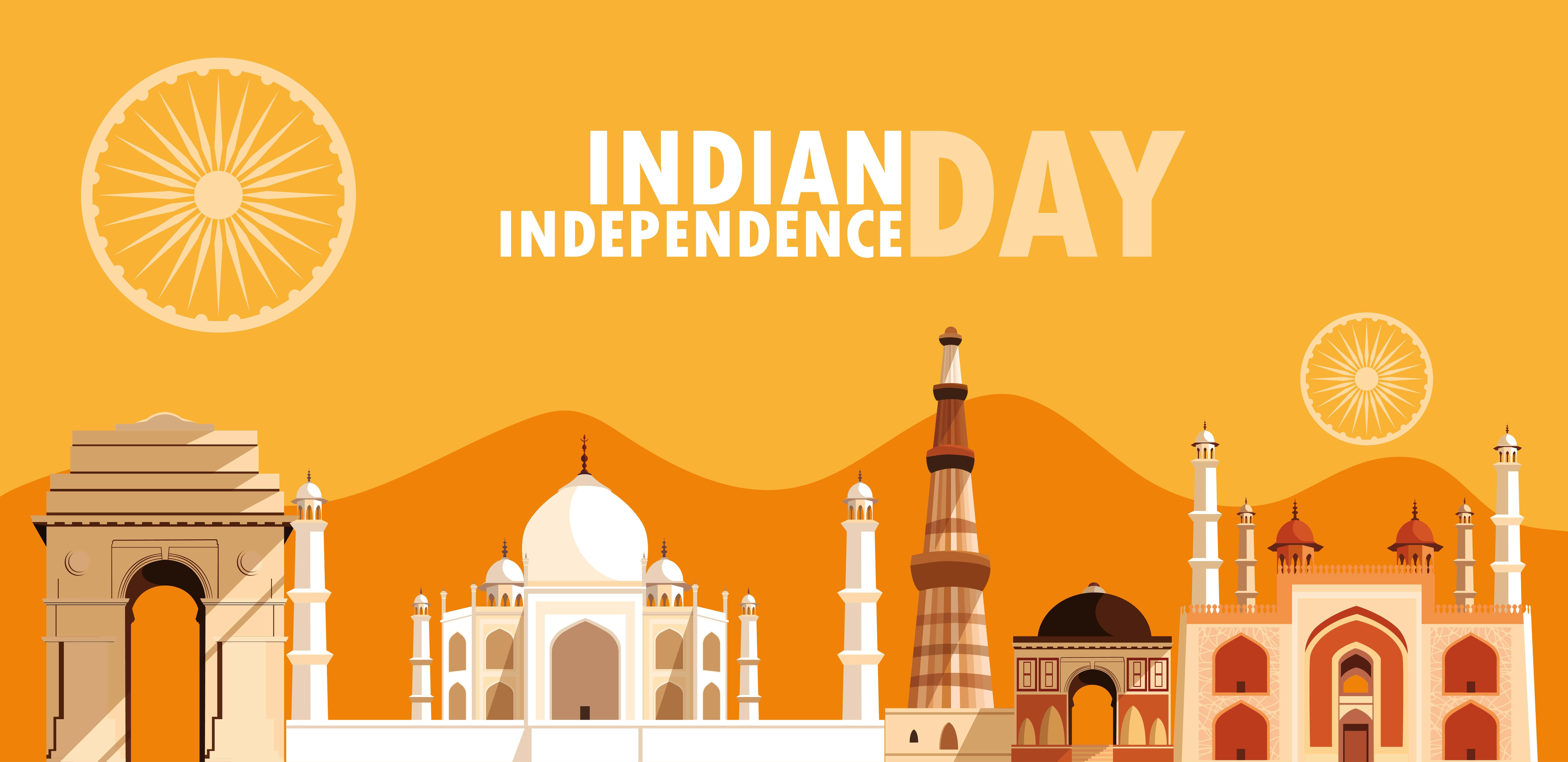 Picha ya Uzuri wa Rangi ya Chungwa ya Siku ya Uhuru wa India Picha ya Ukuta