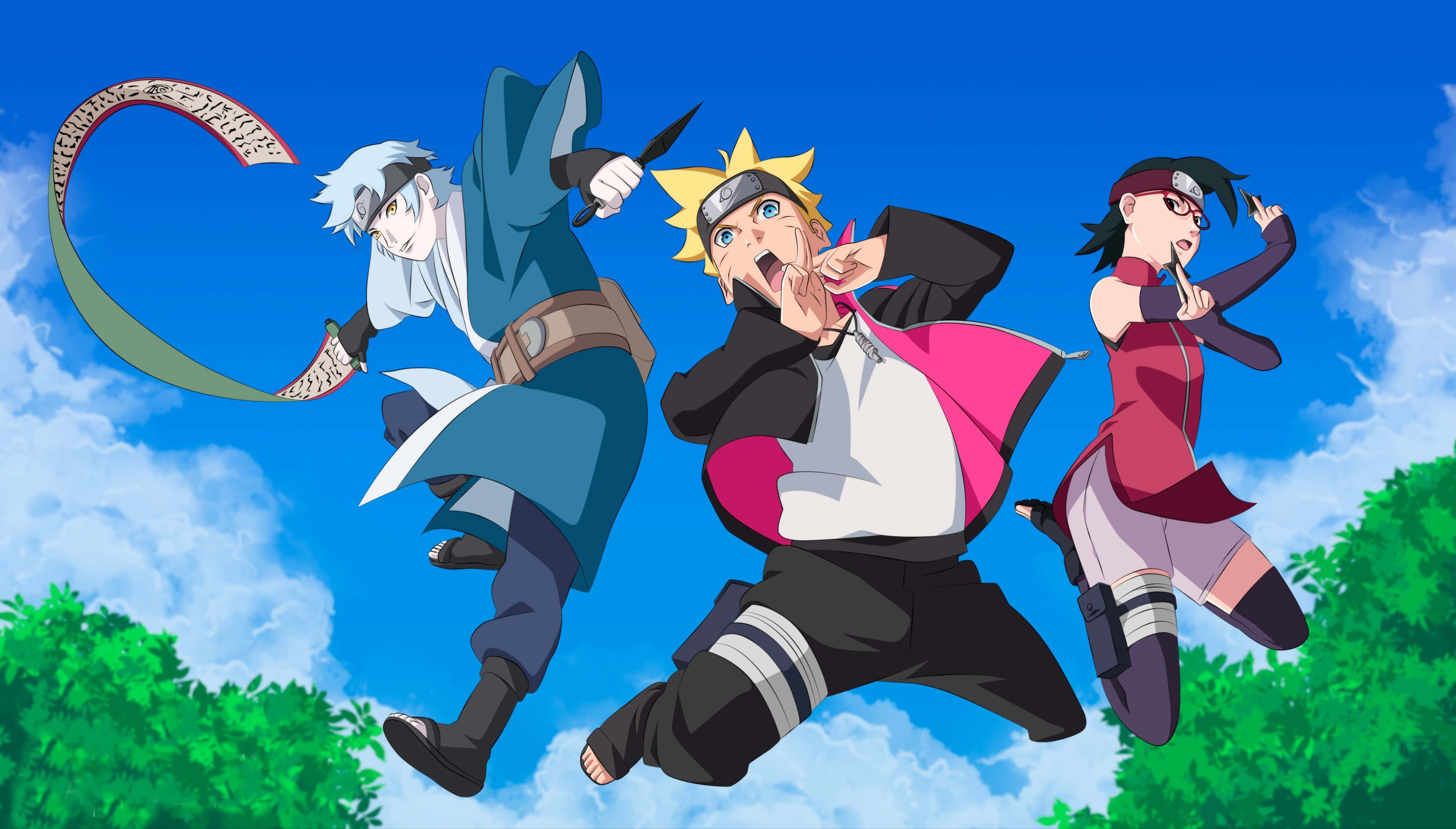 Picha ya Wahusika Wenye Furaha wa Boruto Picha ya Ukuta