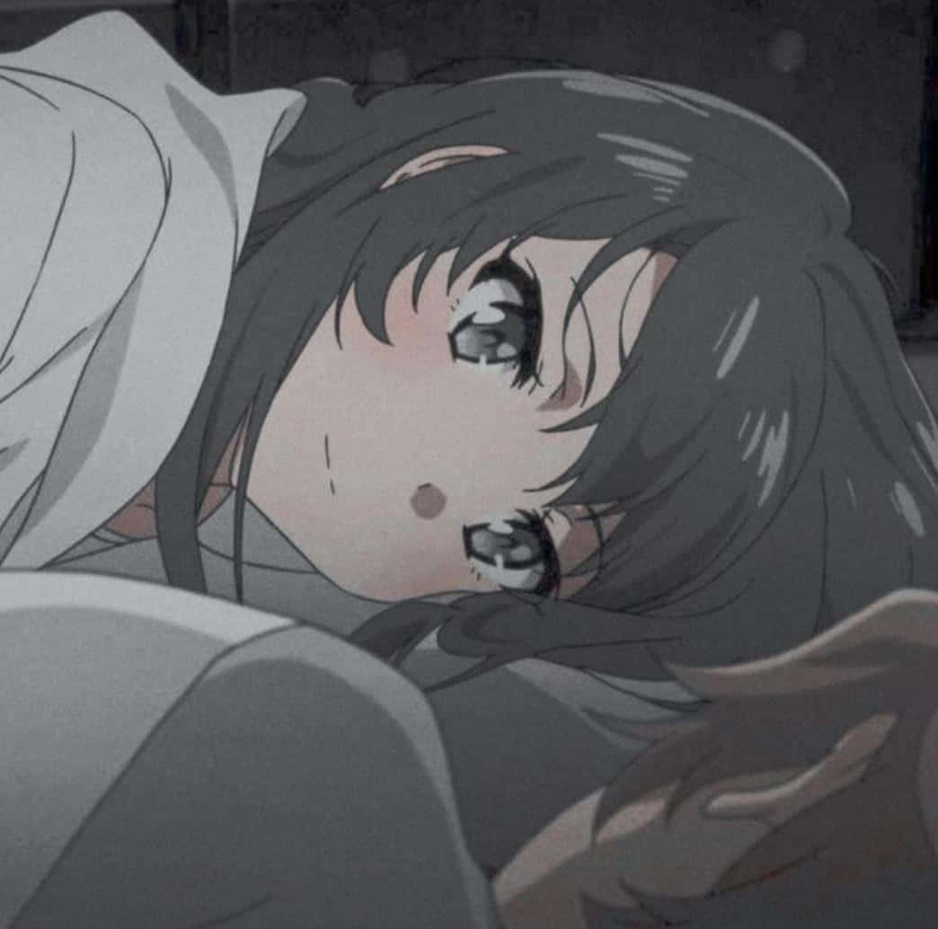 Picha ya Wasifu Inayolingana ya Msichana wa Anime Akiwa Amelala Picha ya Ukuta