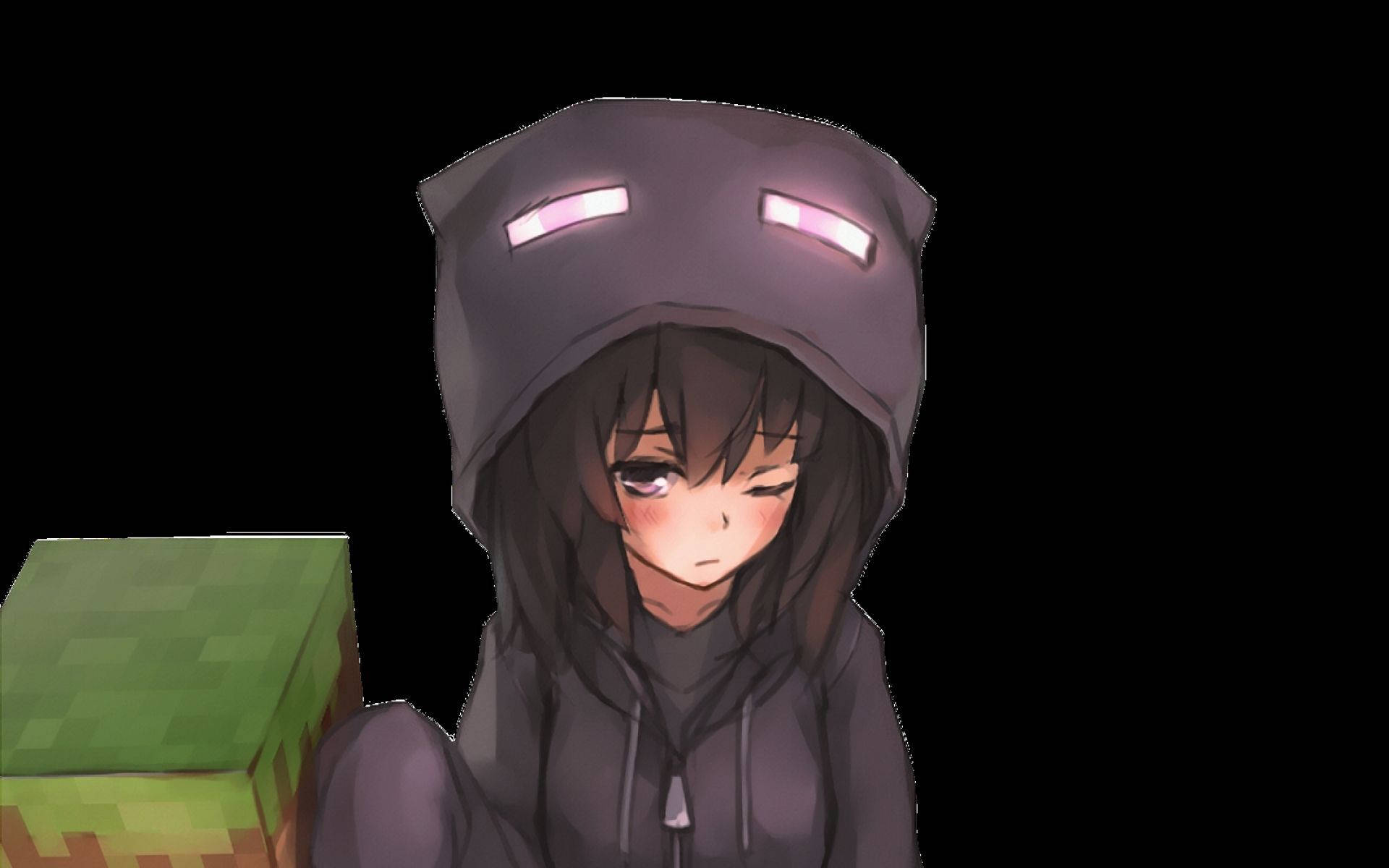Picha ya Wasifu ya Msichana Mrembo wa Anime ya Minecraft Picha ya Ukuta