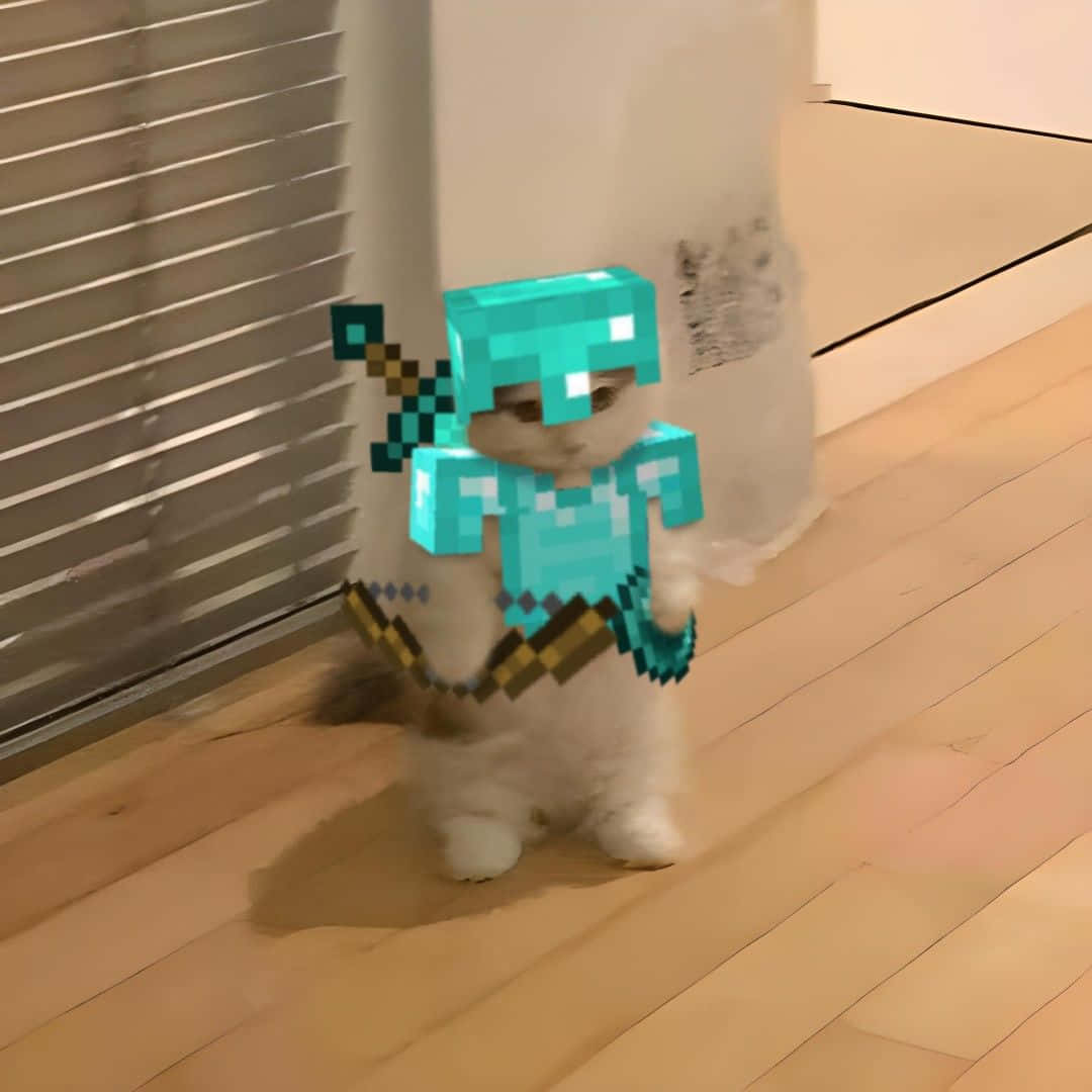 Picha ya Wasifu ya Paka Akiwa na Silaha ya Almasi Minecraft Picha ya Ukuta