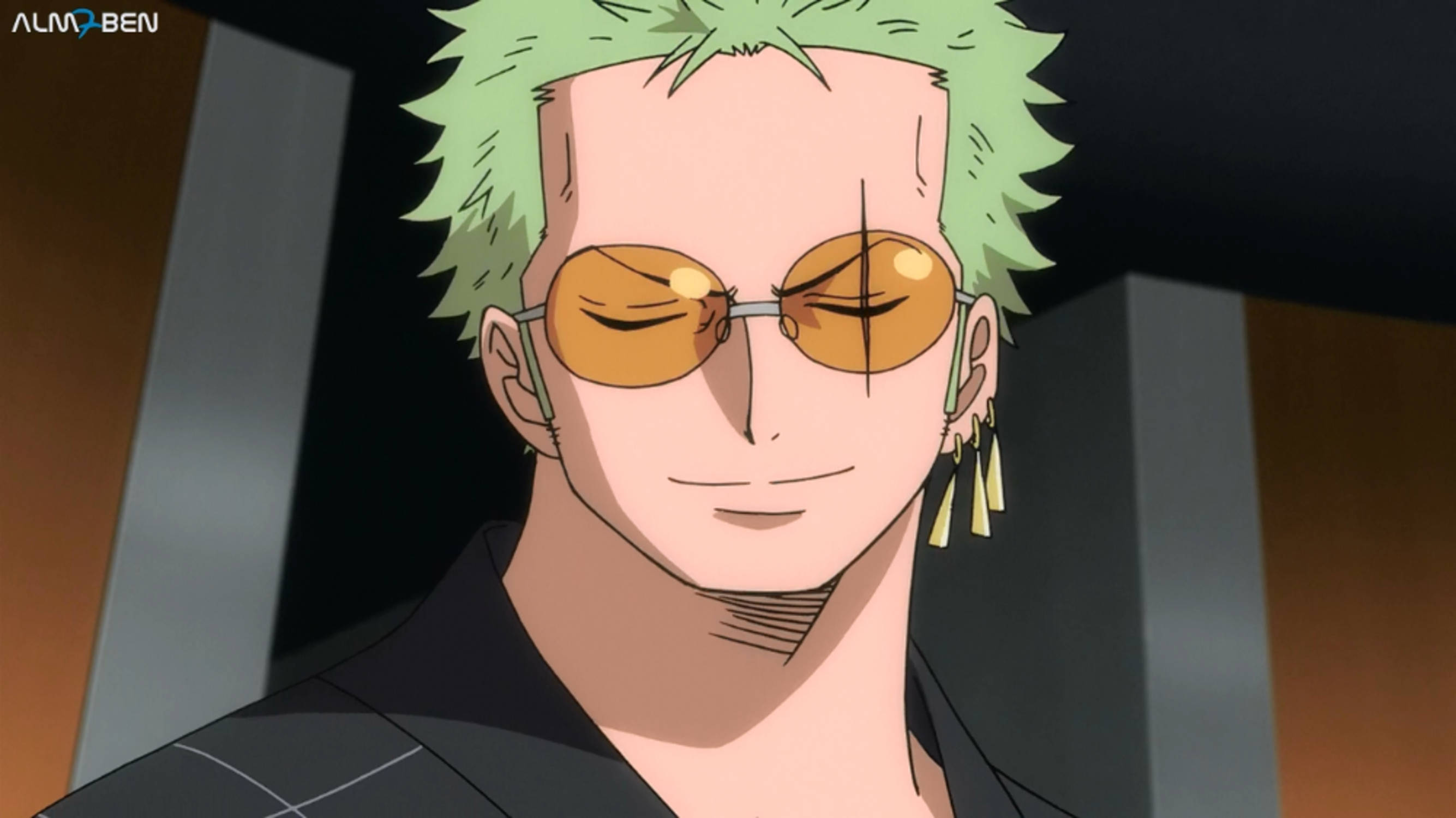 Picha ya Wasifu ya Anime Roronoa Zoro Akiwa na Miwani ya Jua Picha ya Ukuta