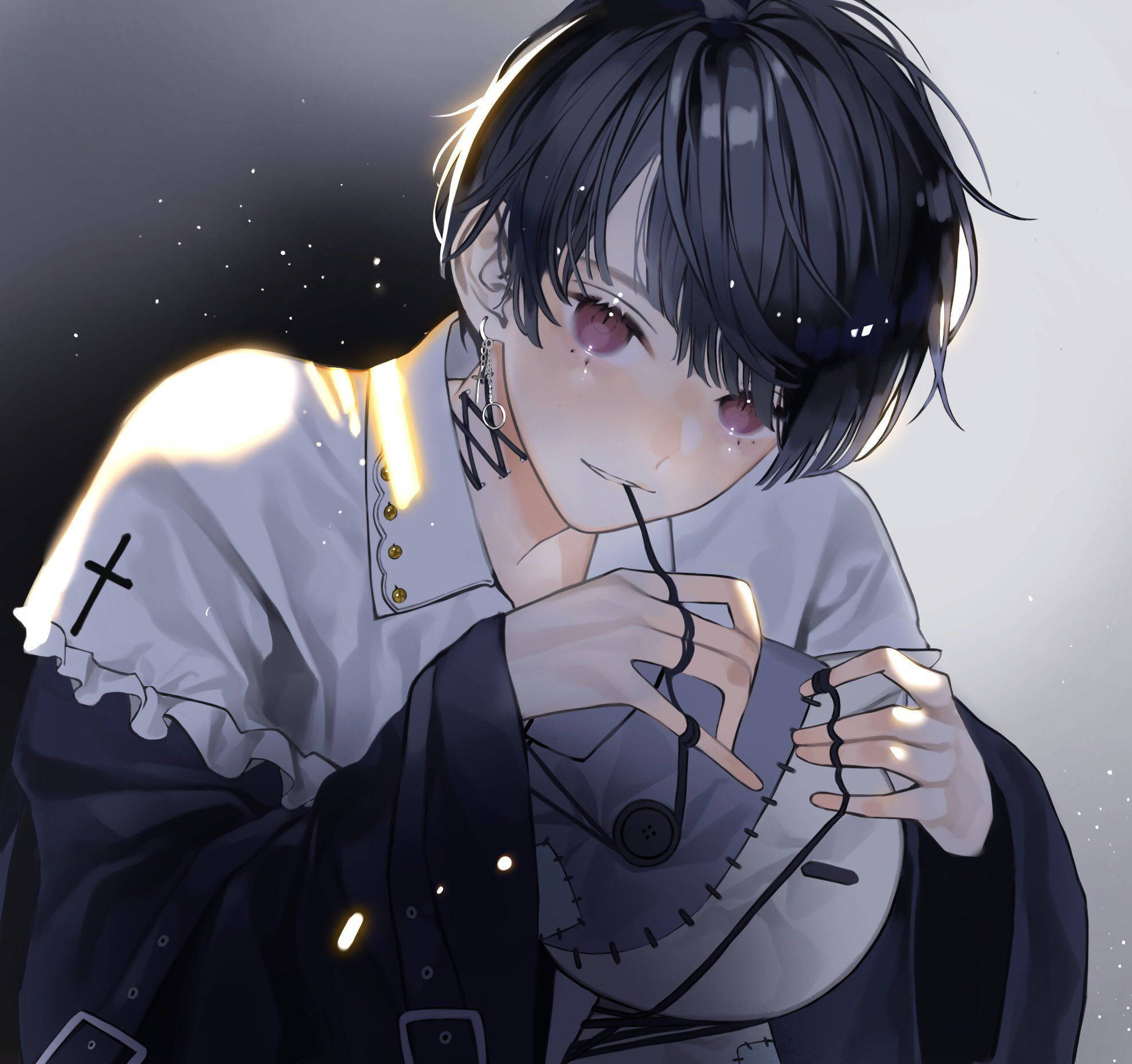 Picha ya Wasifu ya Anime ya Kijana Emo Mweusi Picha ya Ukuta