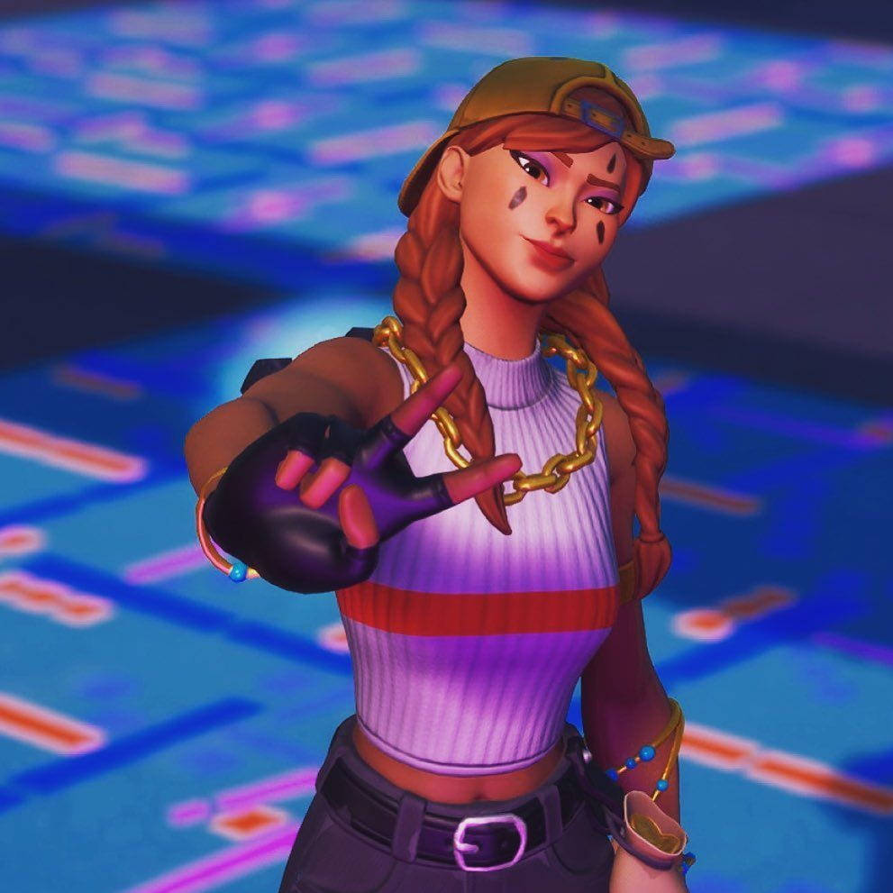 Picha ya Wasifu ya Fortnite yenye Aura ya Kufanya Ishara ya Amani Picha ya Ukuta